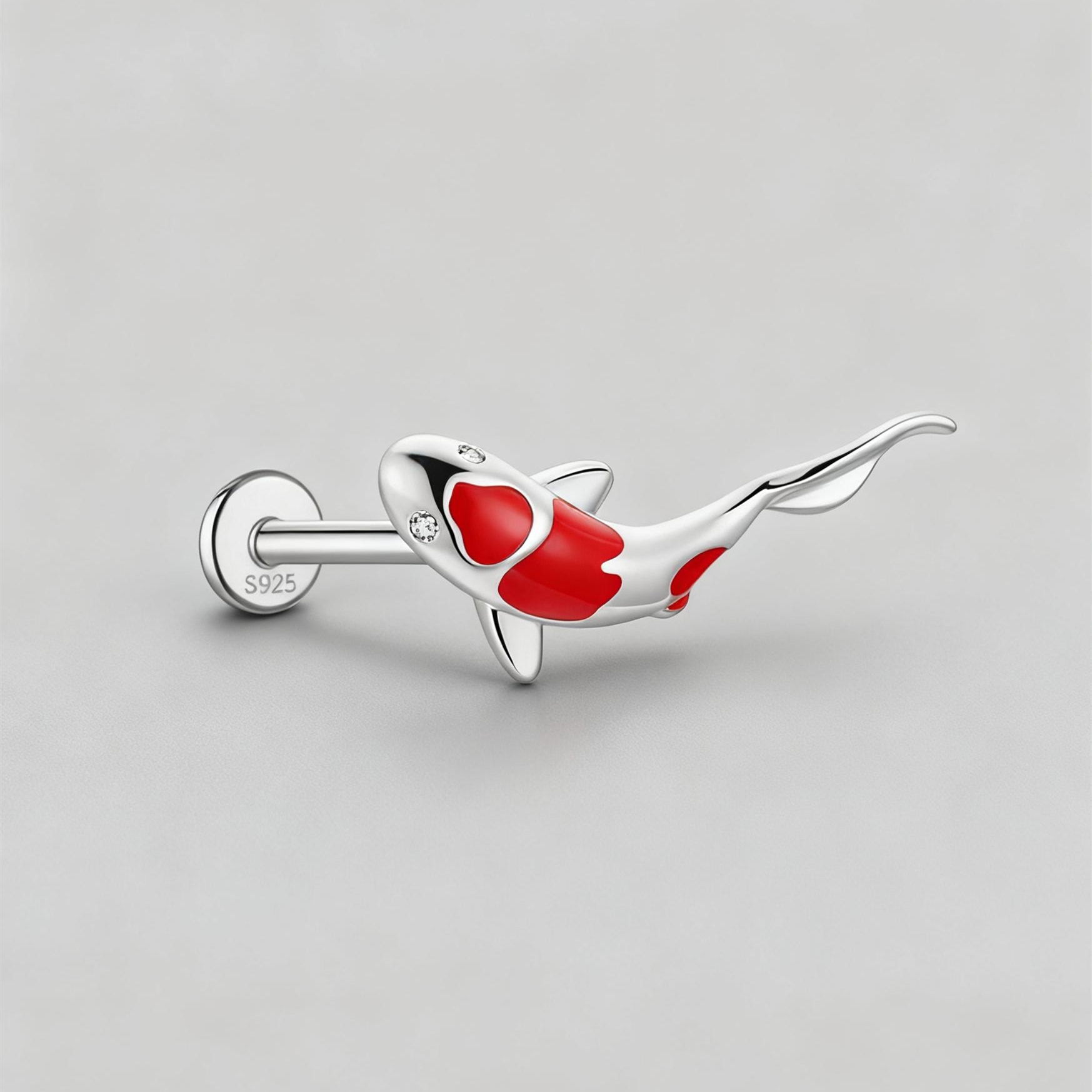 Sterling Silver Koi Fish Stud Earring (1 PC)