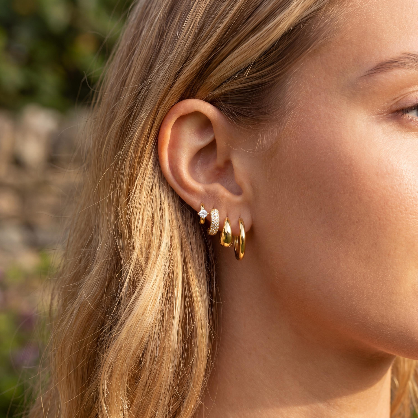 CZ Hoop Earring Set