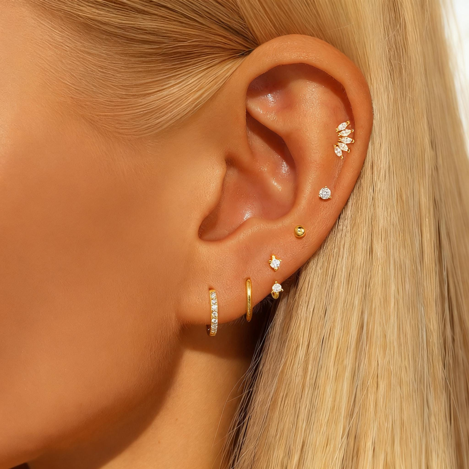 CZ Pavé Stud & Hoop Earring Set