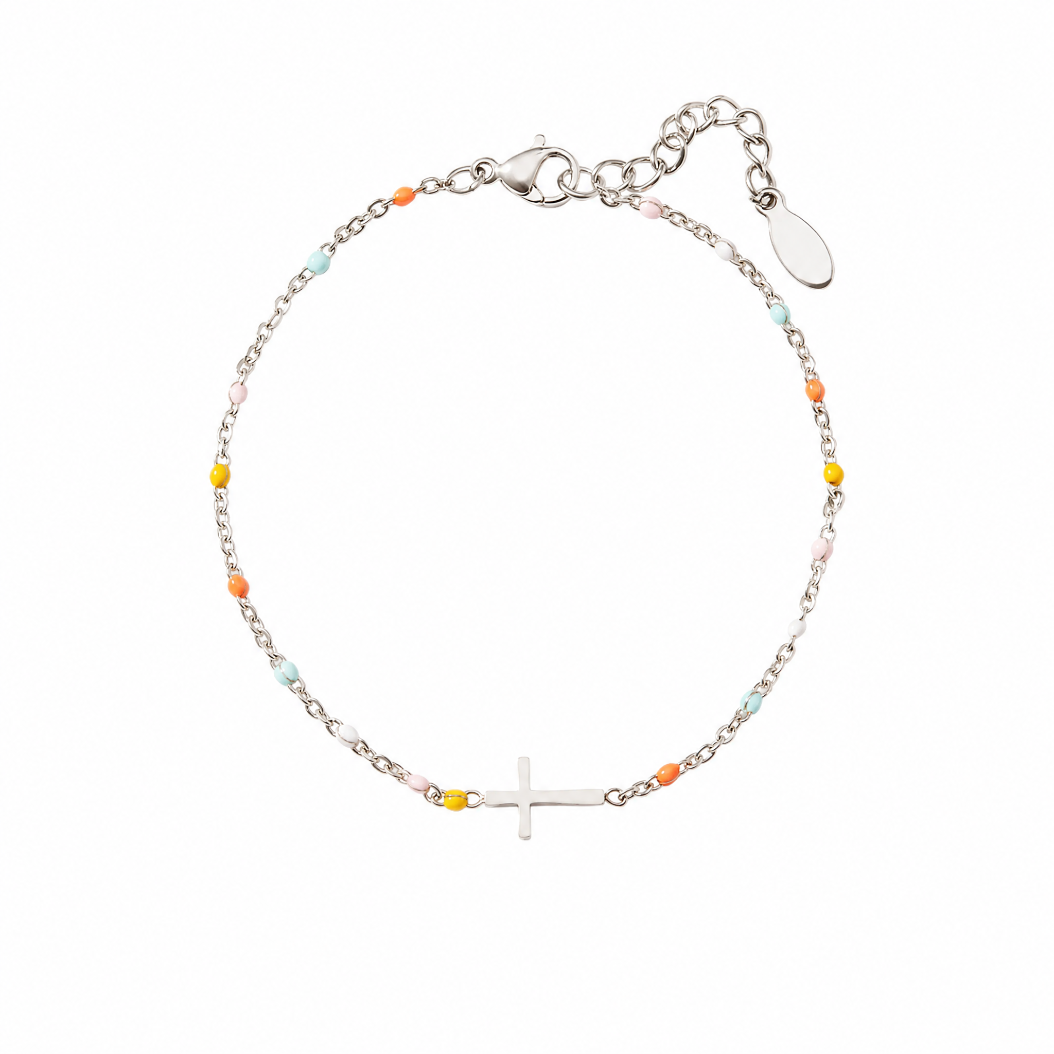 Sterling Silver Pray On It Cross Bracelet