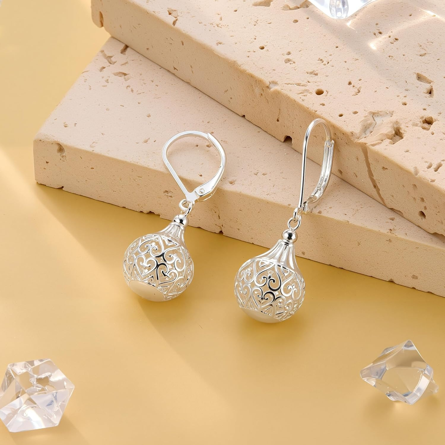 Hollow Ball Drop Earrings — Vintage Gold in Motion
