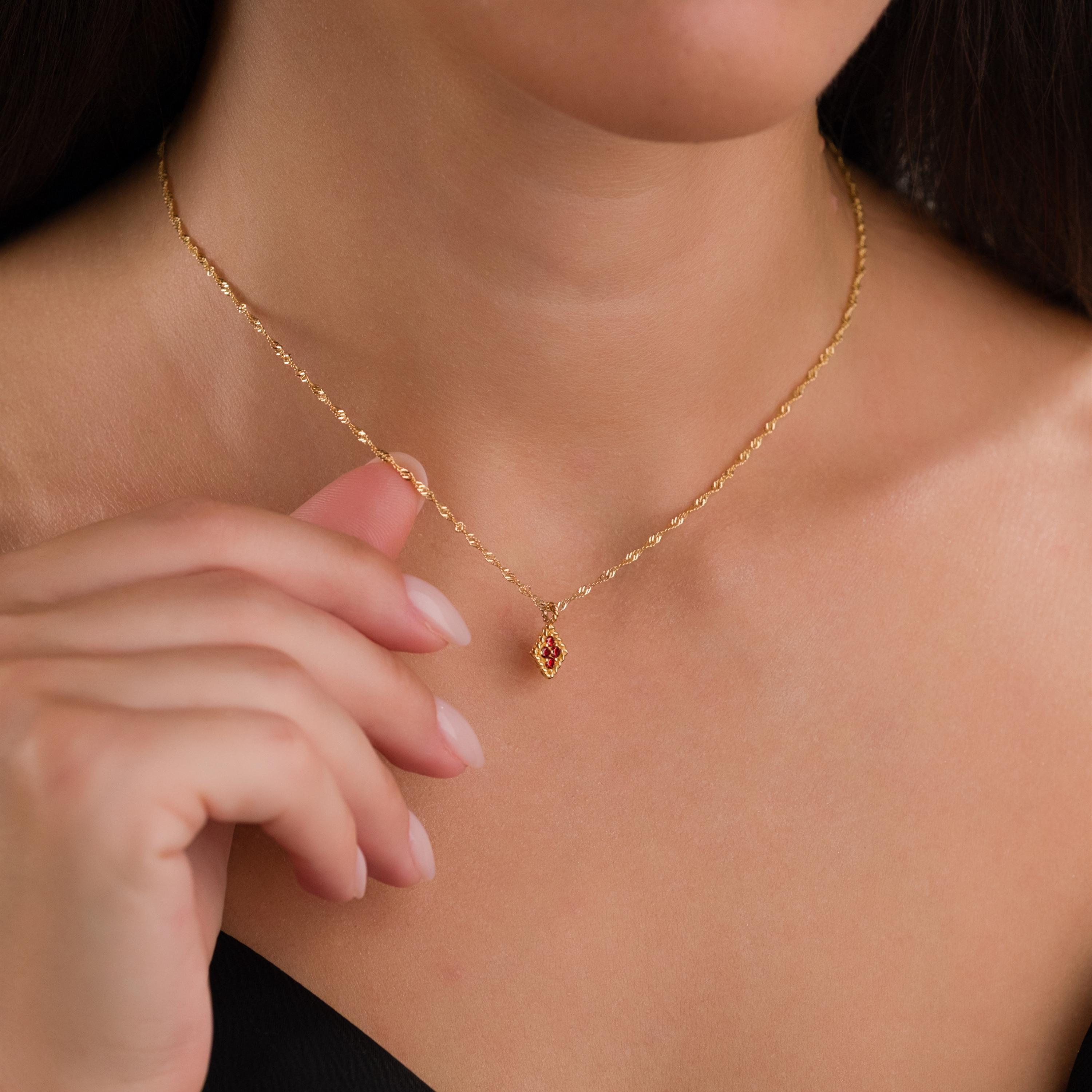 Vintage Birthstone Necklace in Twist Chain