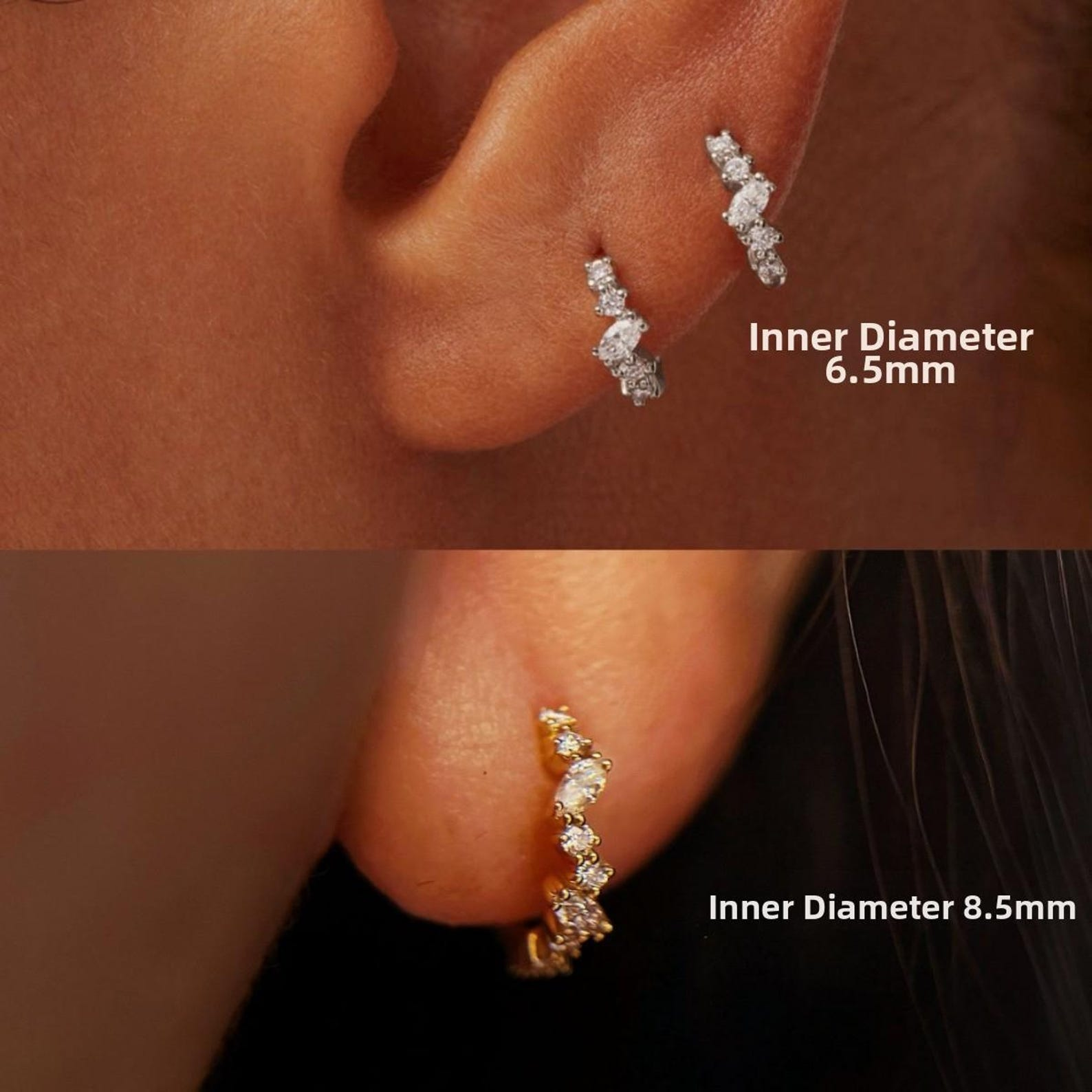 Marquise CZ Irregular Huggie Hoops