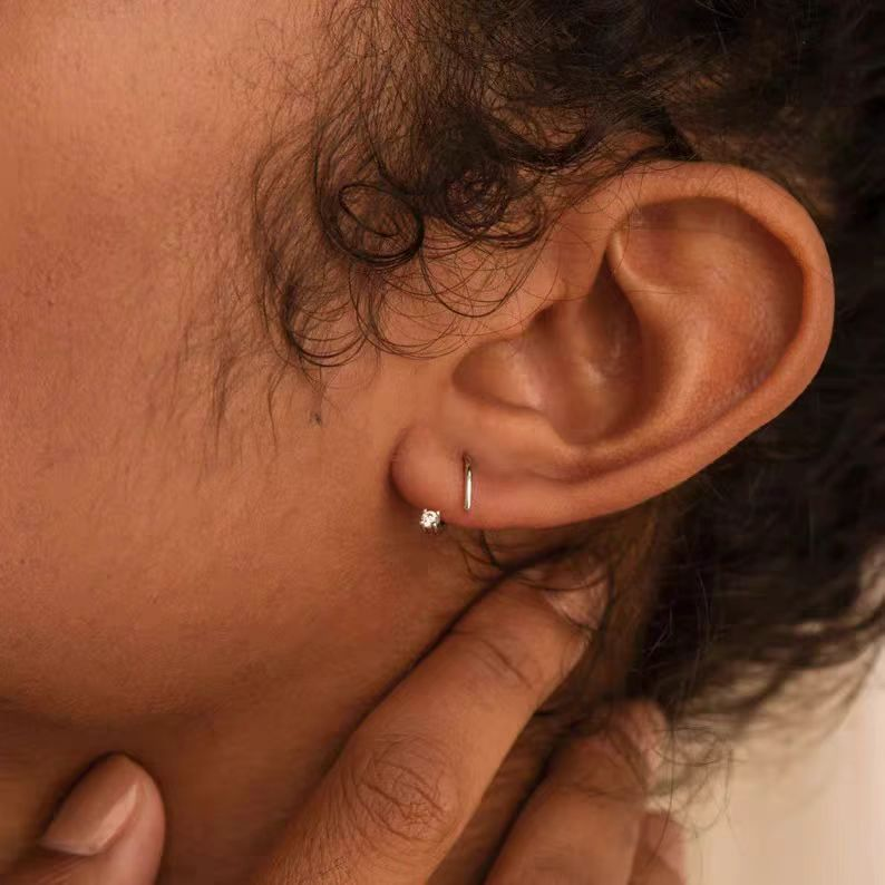 CZ Half Hoop Earrings