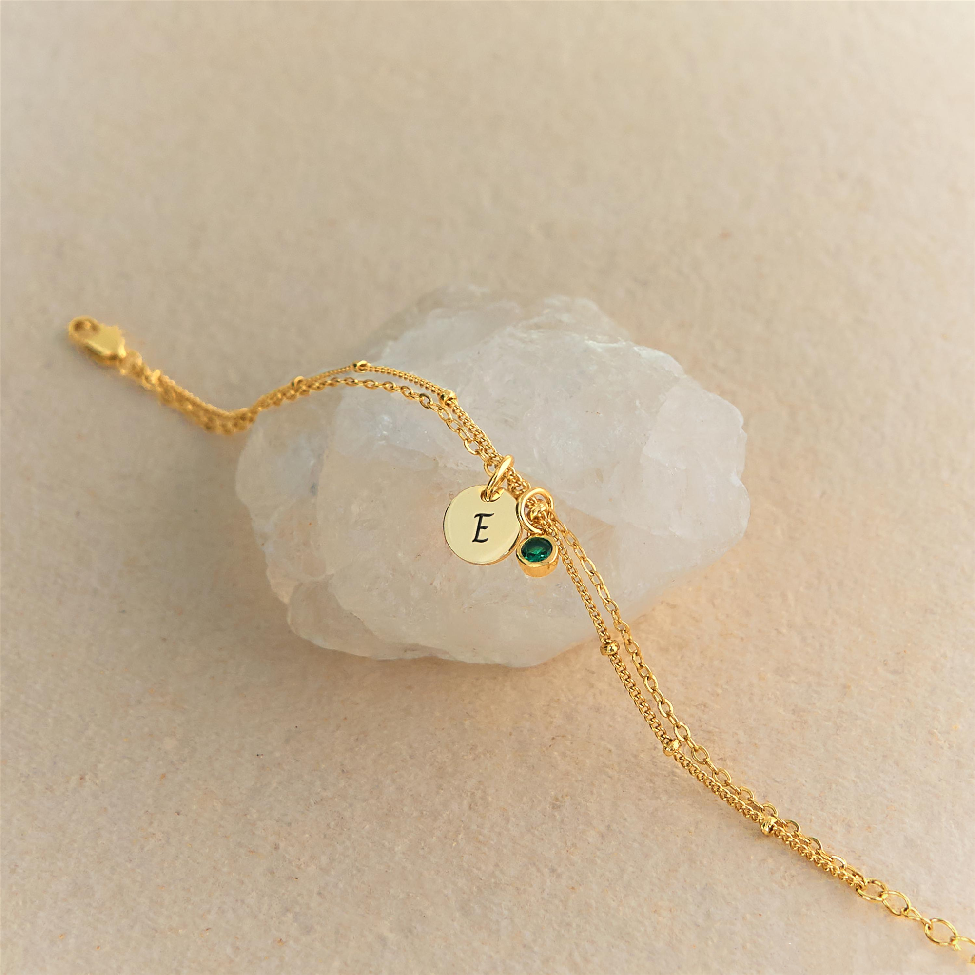 Initial Birthstone Bracelet — A Tiny Charm of Meaning