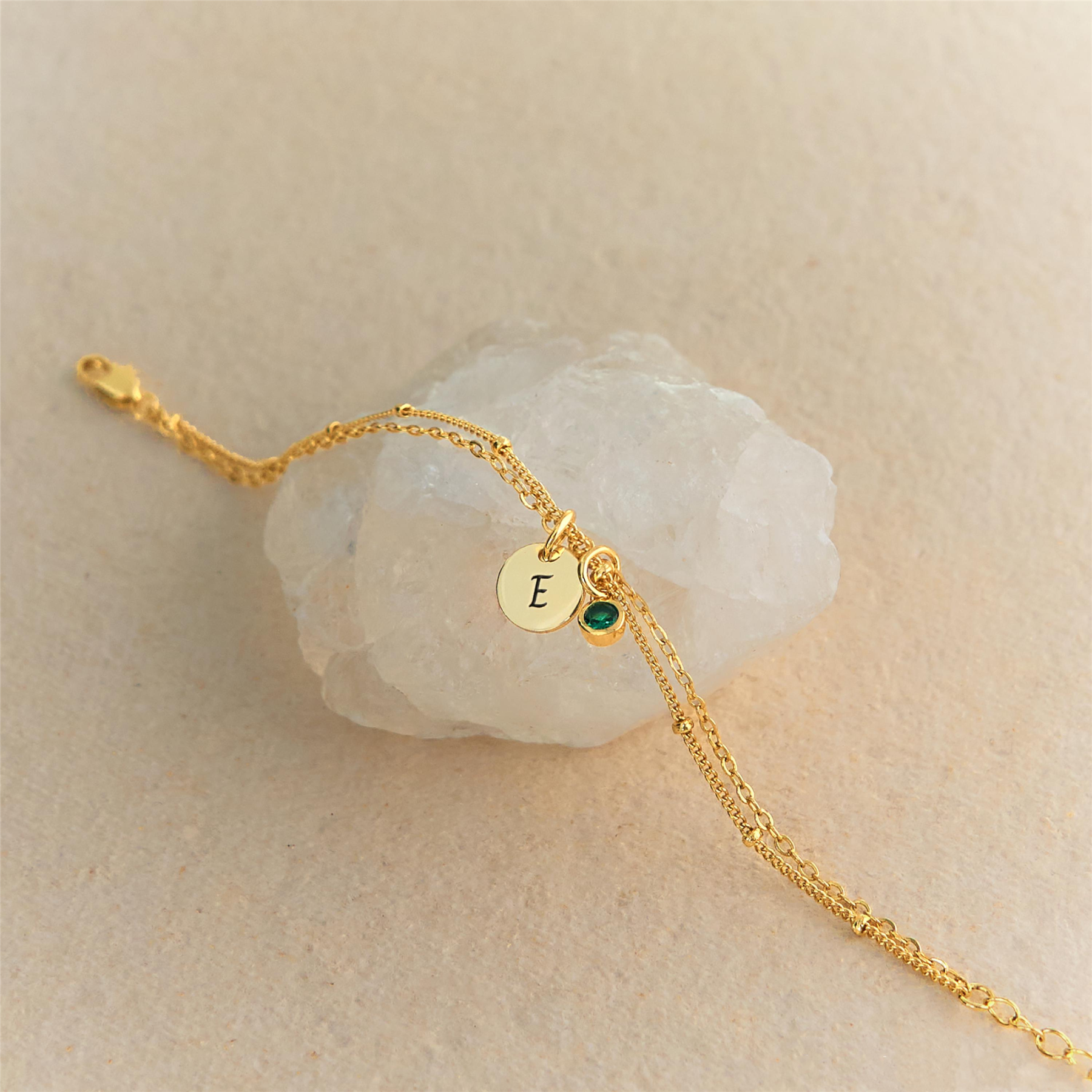 Initial Birthstone Bracelet — A Tiny Charm of Meaning