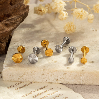 Whorl Disc Push Pin Labret Stud(2 PCS)