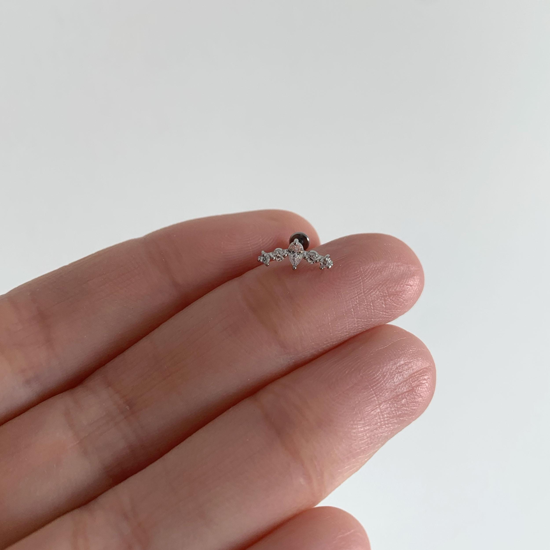 Sterling Silver Cz Climber Labret (1 PC)