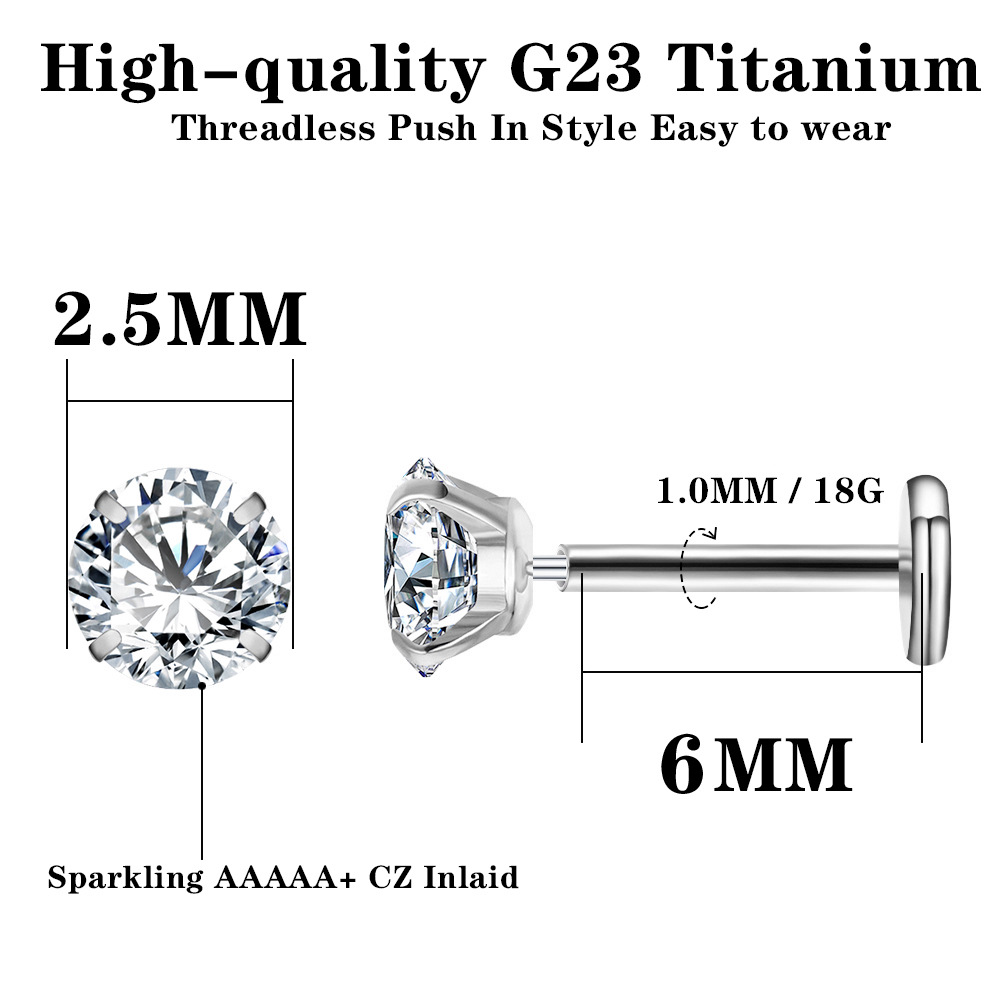 Threadless Push Pin Flat Back Stud Earring (2 PCS)