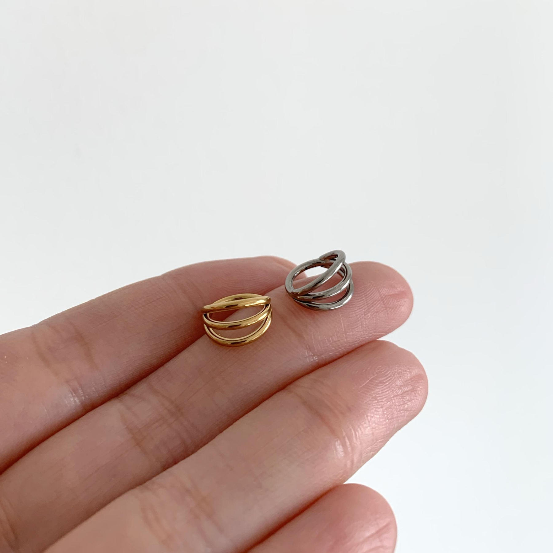 Triple Hinged Ear Cuff Earrings — Three Lines, One Effortless Stack