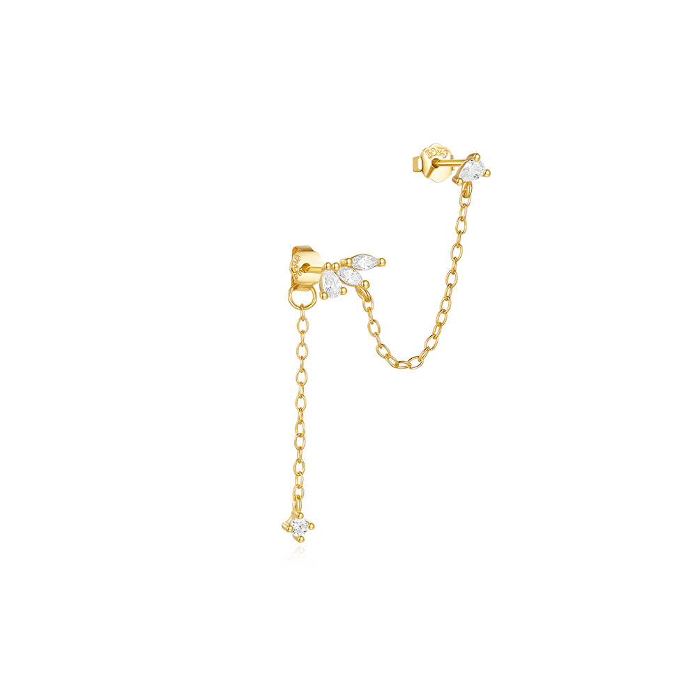 CZ Tassel Chain Stud Earring