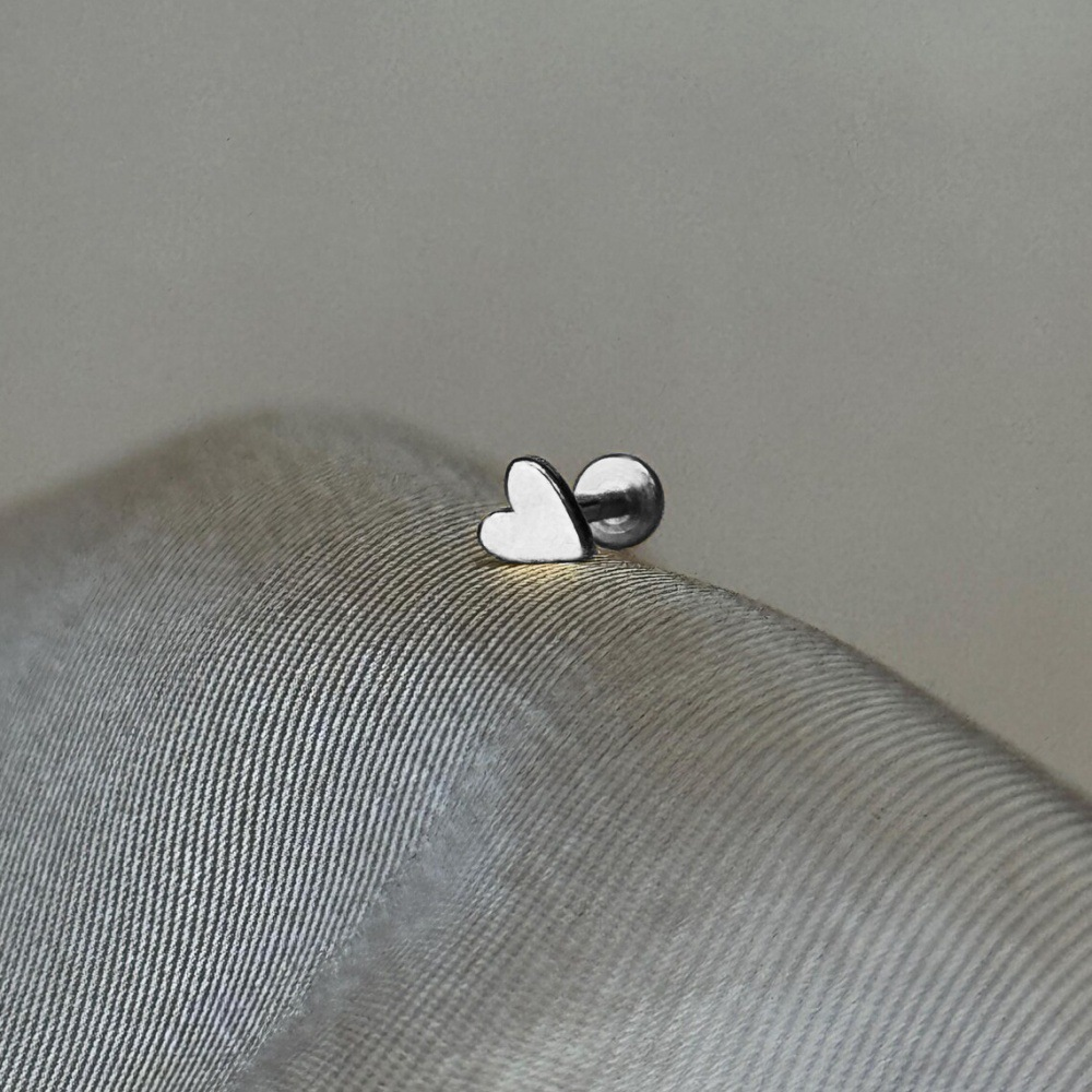 Sterling Silver Heart Flat Back Earring (1 PC)