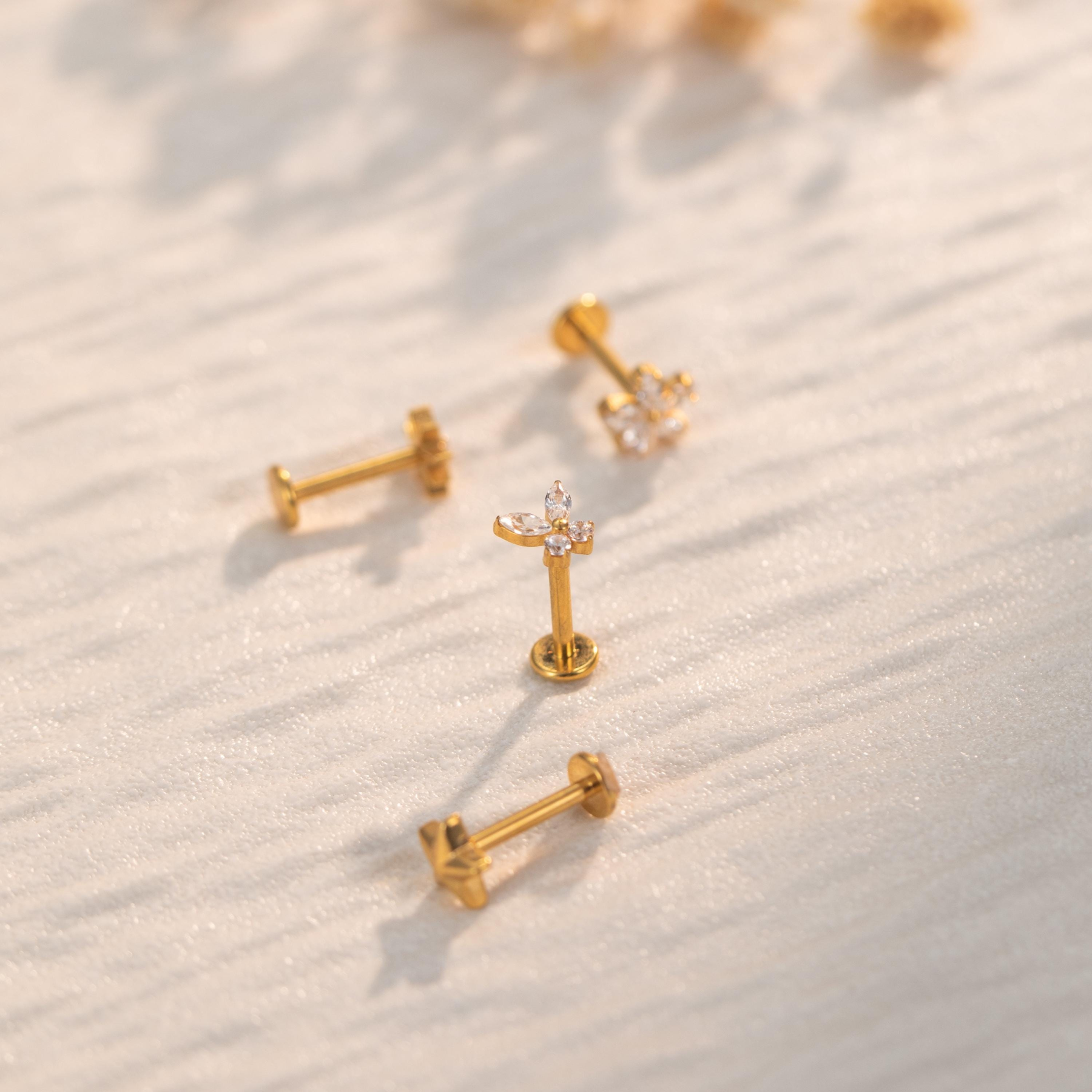 Multiple Threadless Push Pin Labret Flat Back Earring (1 PC)