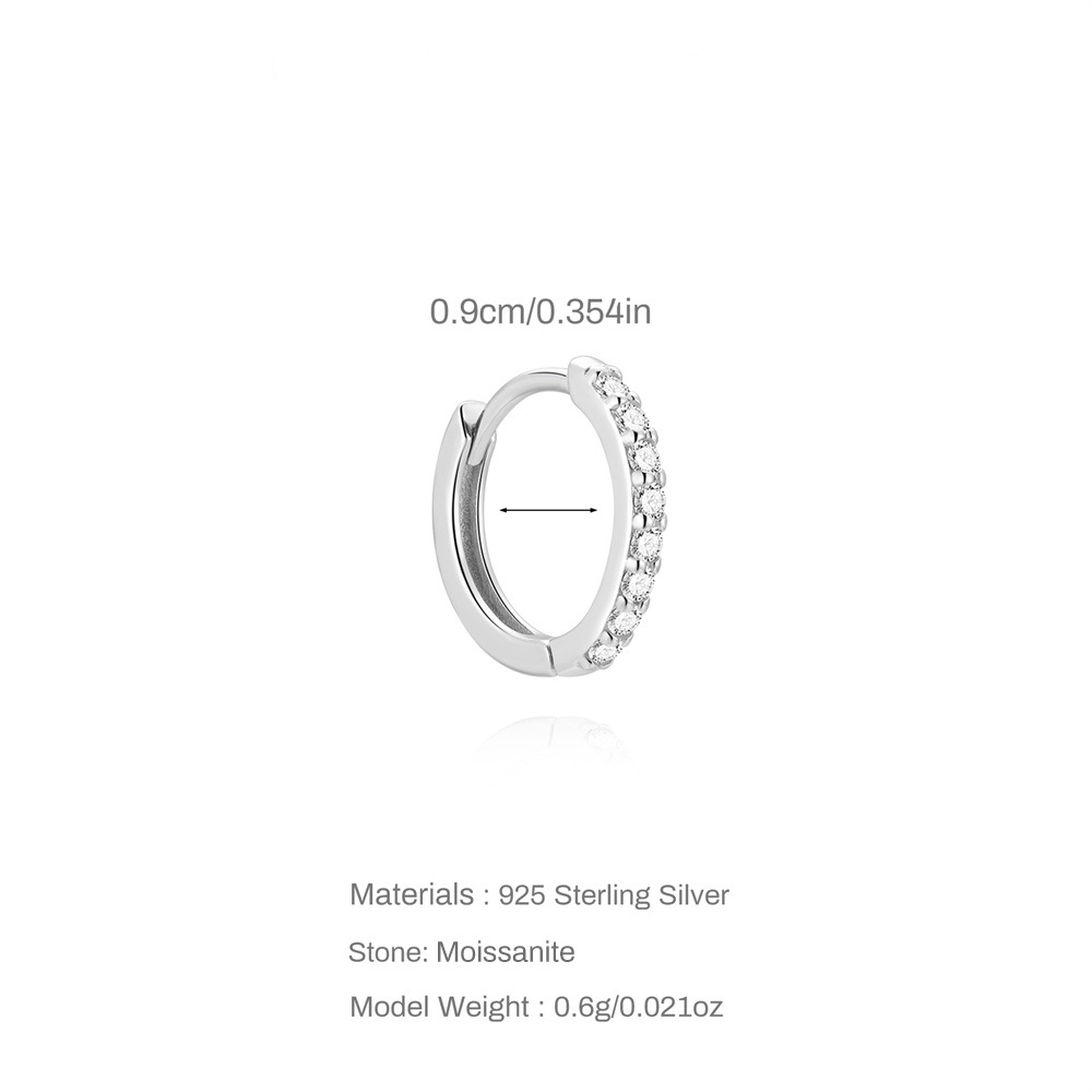 Sterling Silver Full Sparkle Diamond Hoop Earrings (1 PC)