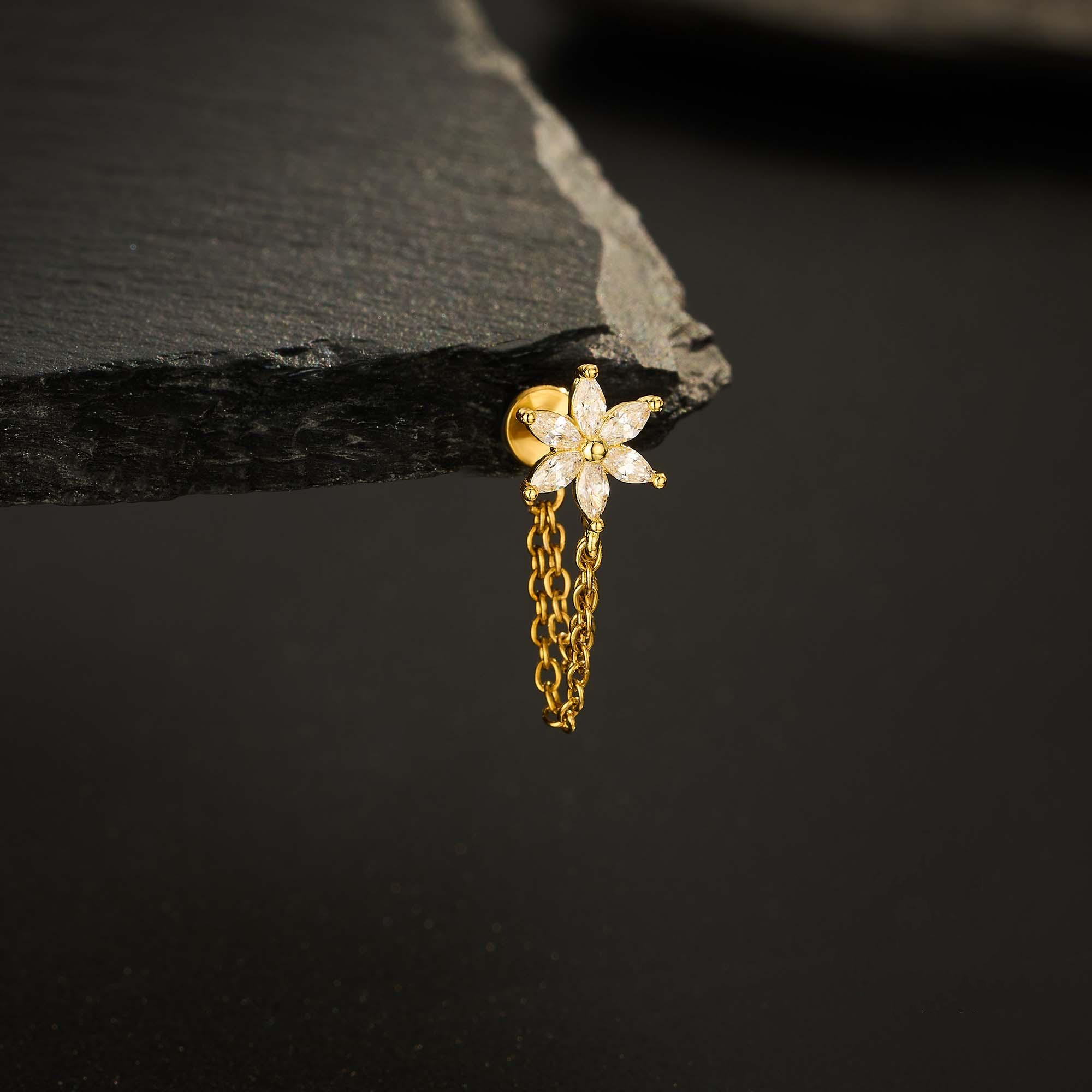 Flower CZ Flat Back Stud