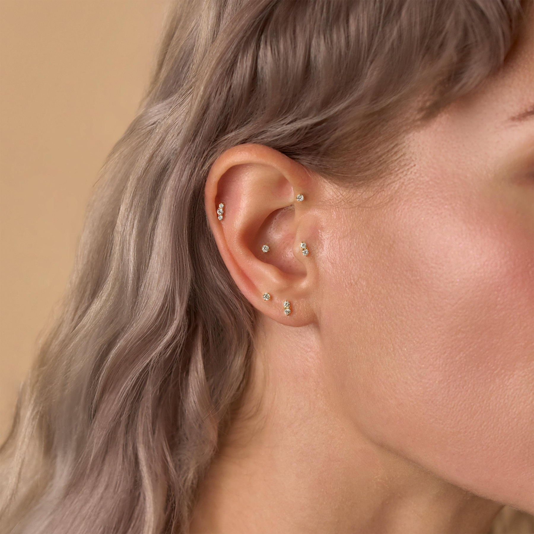 Tiny CZ Flatback Studs(2 PCS)