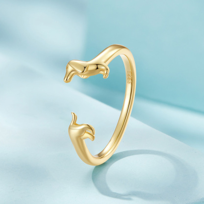 Dainty Dachshund Ring in Sterling Silver