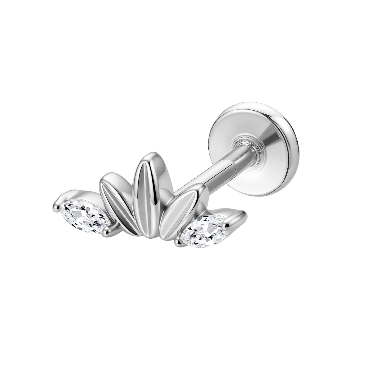 Delicate Floral CZ Flat Back Stud