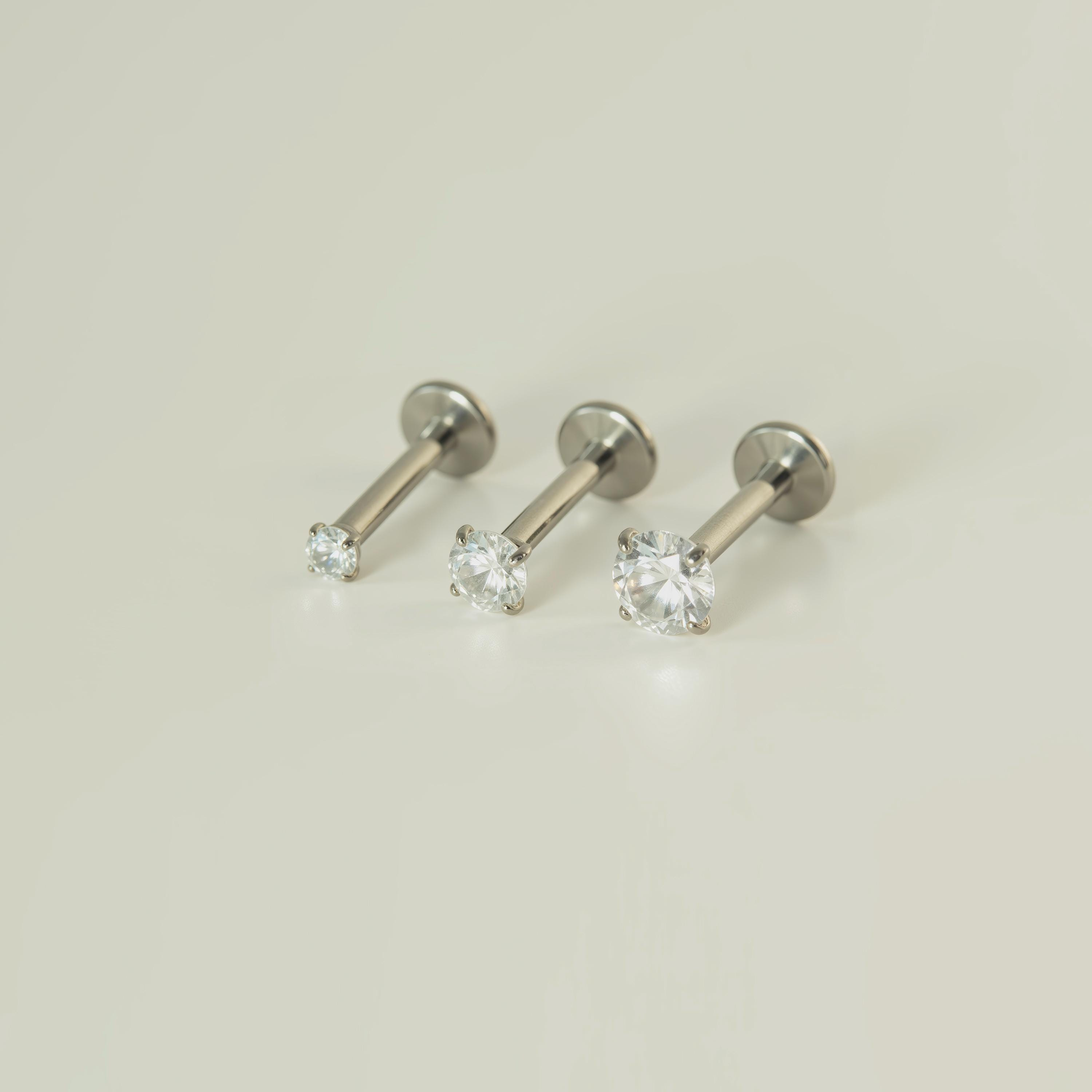 Threadless Push Pin Flat Back Stud Earring (2 PCS)
