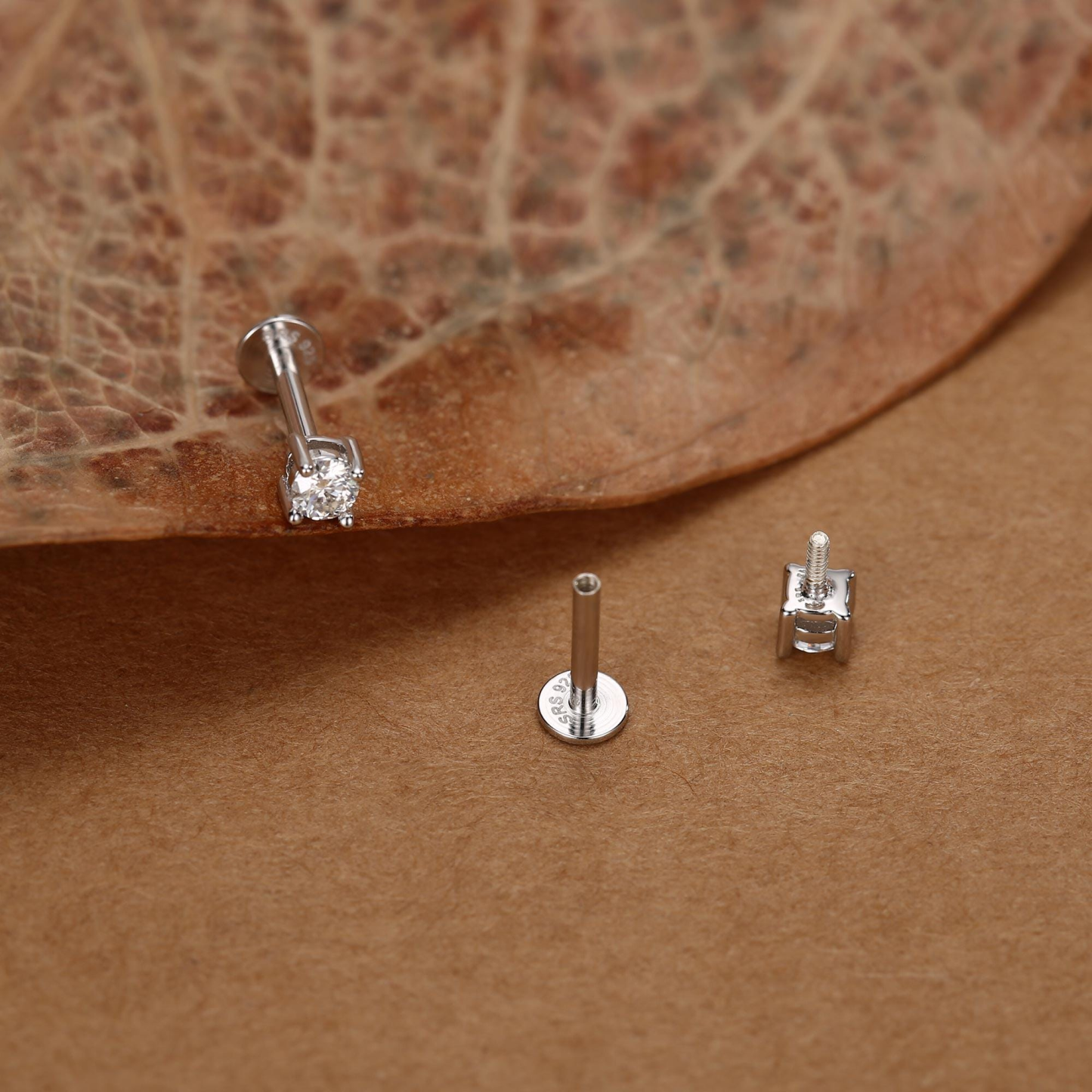 Moissanite Flat Back Labret Earring