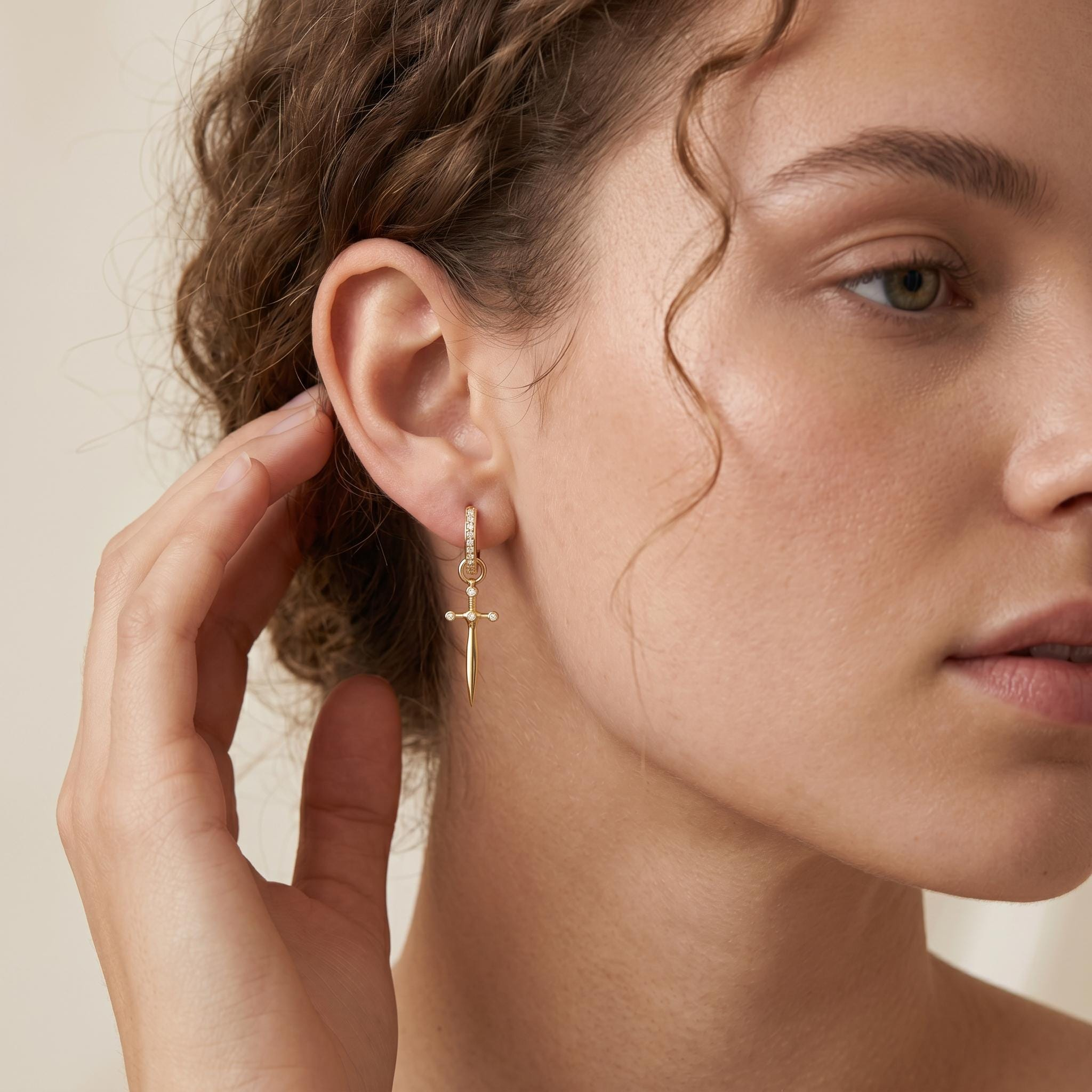 Sword Charm Hoop Earrings