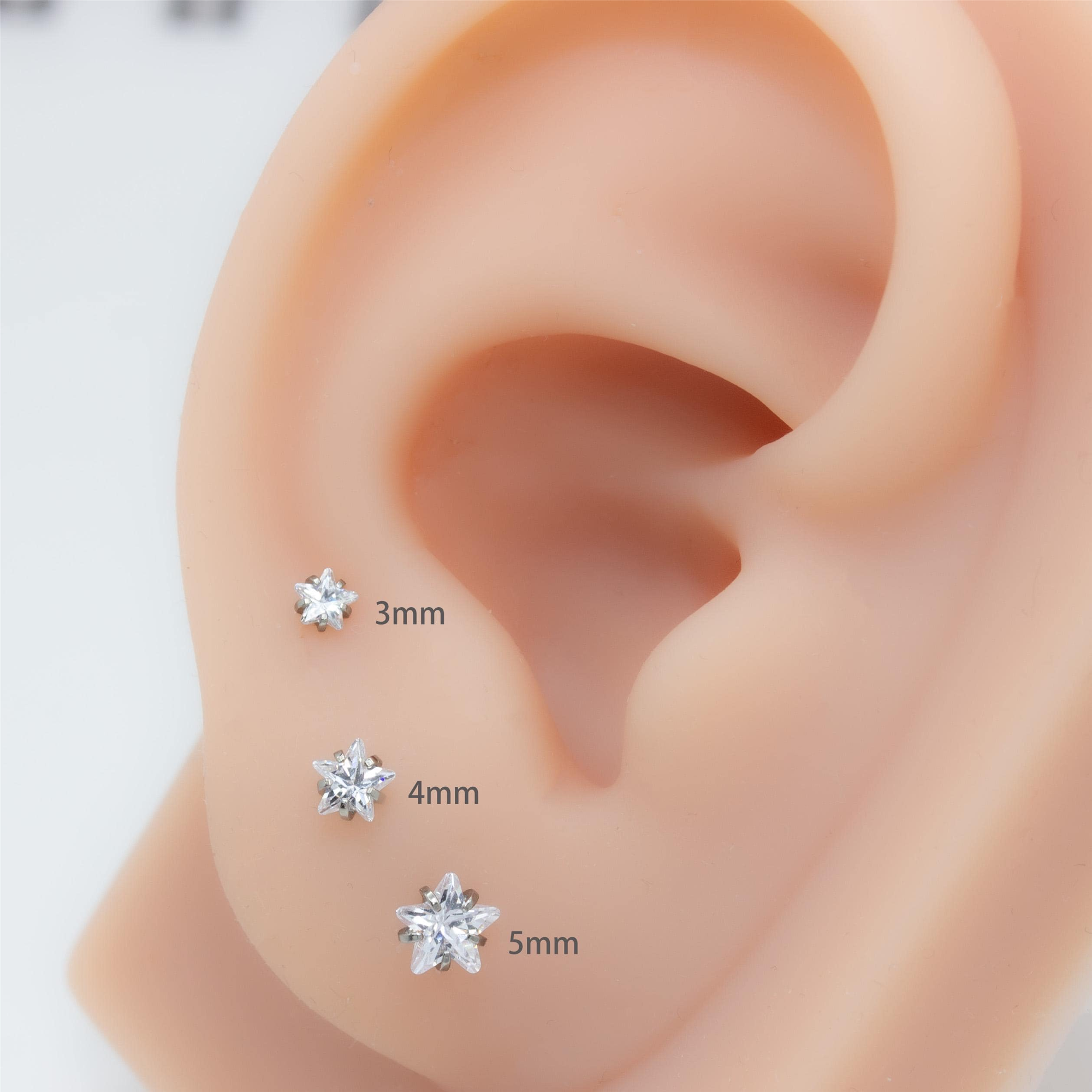 CZ Star Flat Back Labret Stud (2PCS)