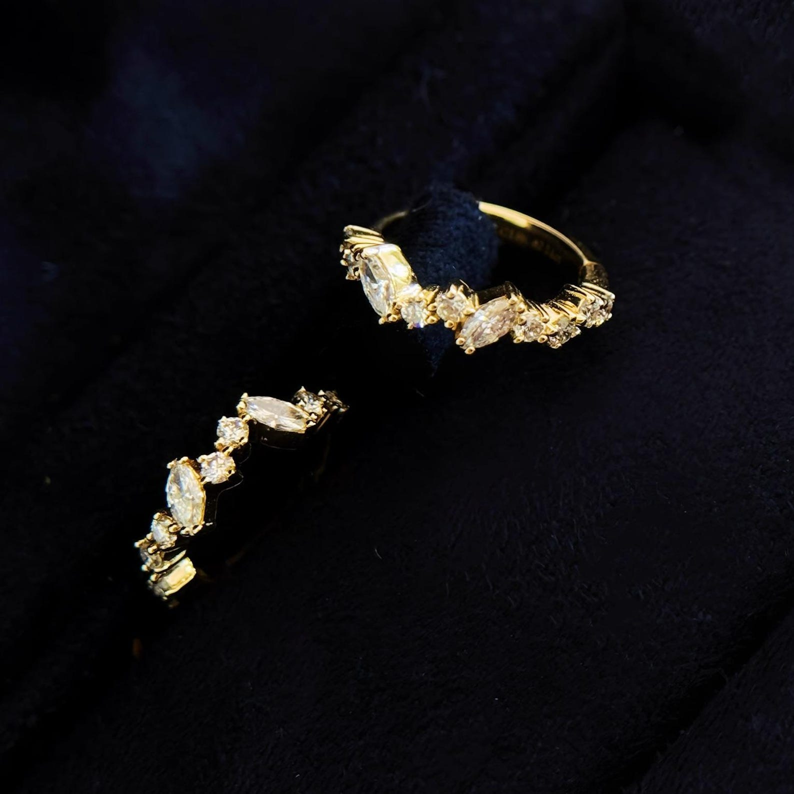 Marquise CZ Irregular Huggie Hoops