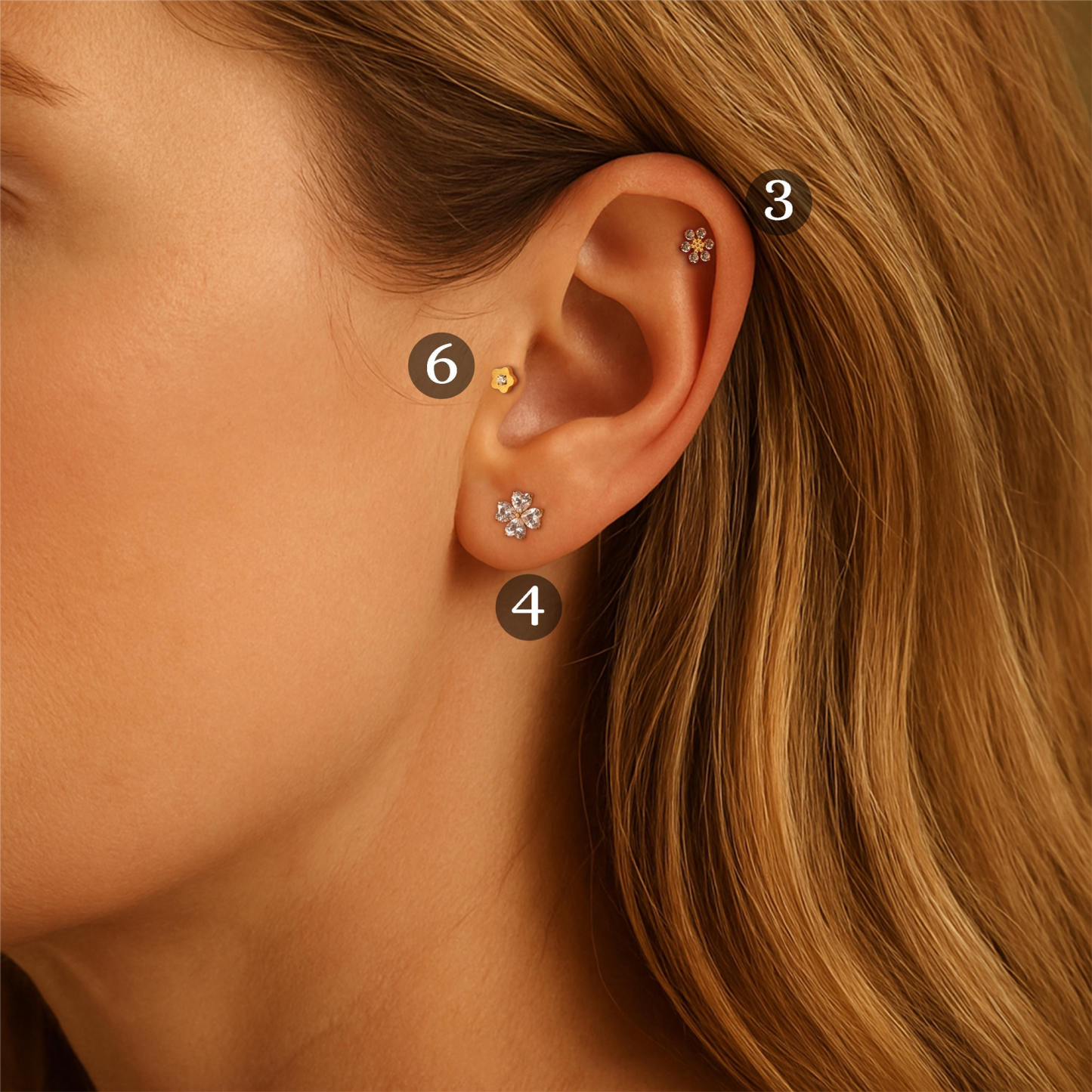 Titanium Flower Stud(1 PC)