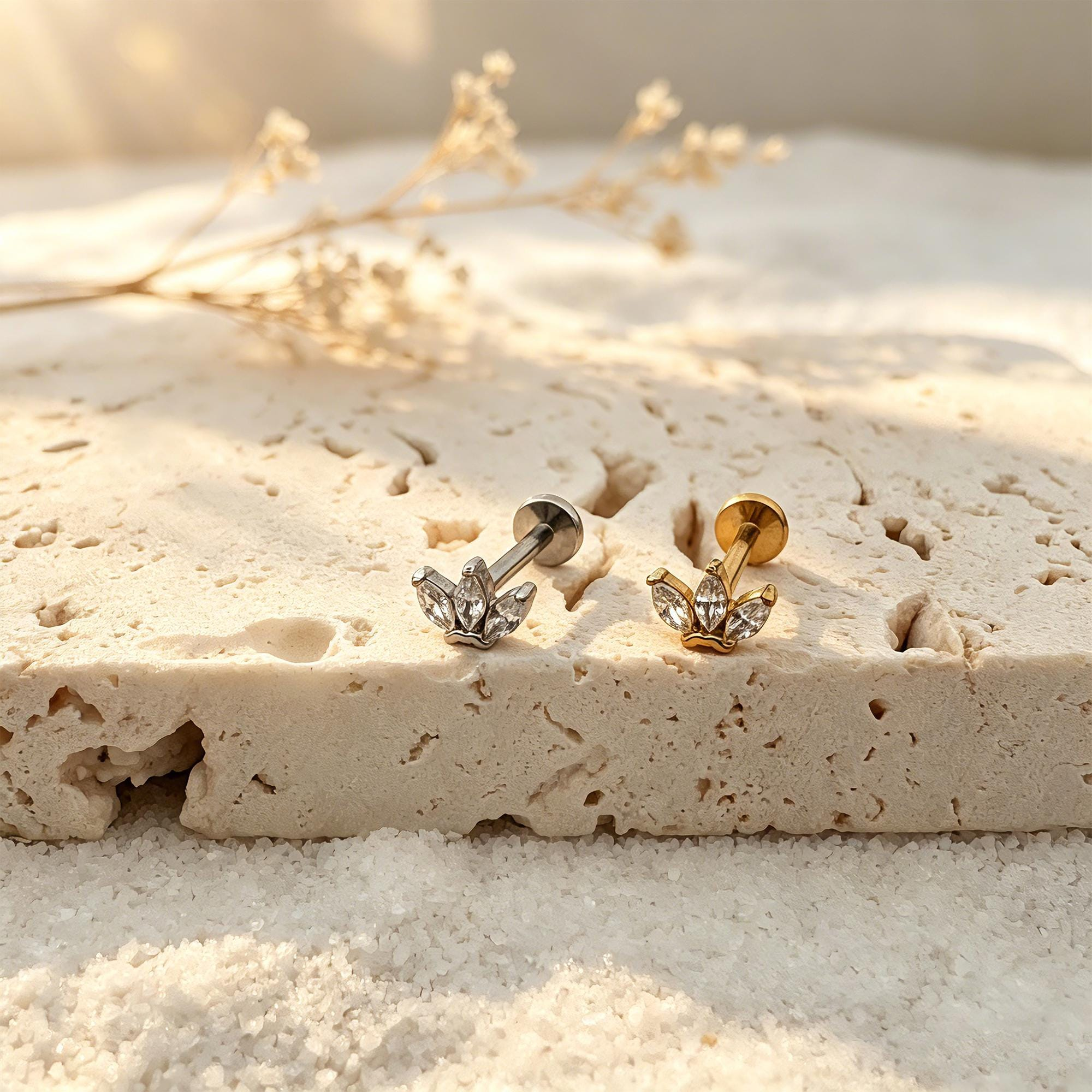 Marquise CZ Stud Earrings — Petal-Like Sparkle for Your Ear Stack