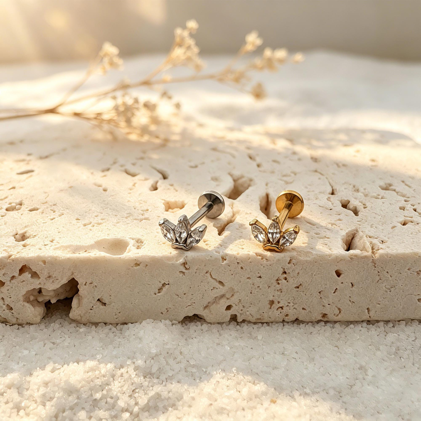 Marquise CZ Stud Earrings — Petal-Like Sparkle for Your Ear Stack