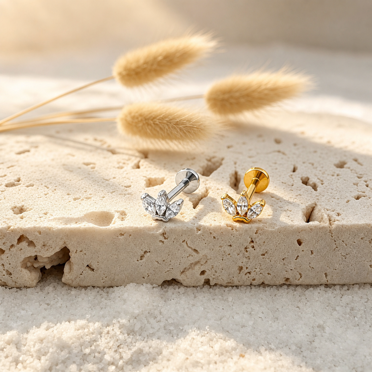 Marquise CZ Stud Earrings — Petal-Like Sparkle for Your Ear Stack