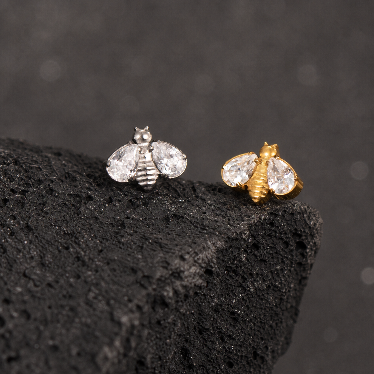Bee Flat Back Earring — A Tiny Buzz of Sweet Sparkle