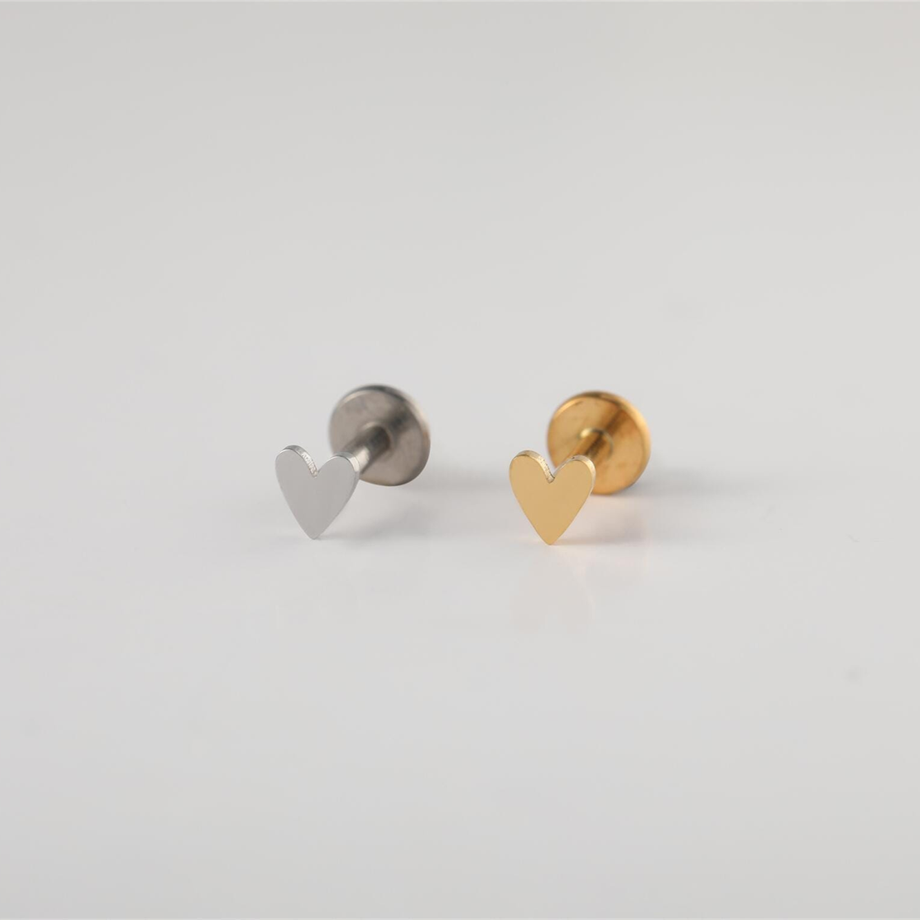 Sterling Silver Heart Flat Back Earring (1 PC)