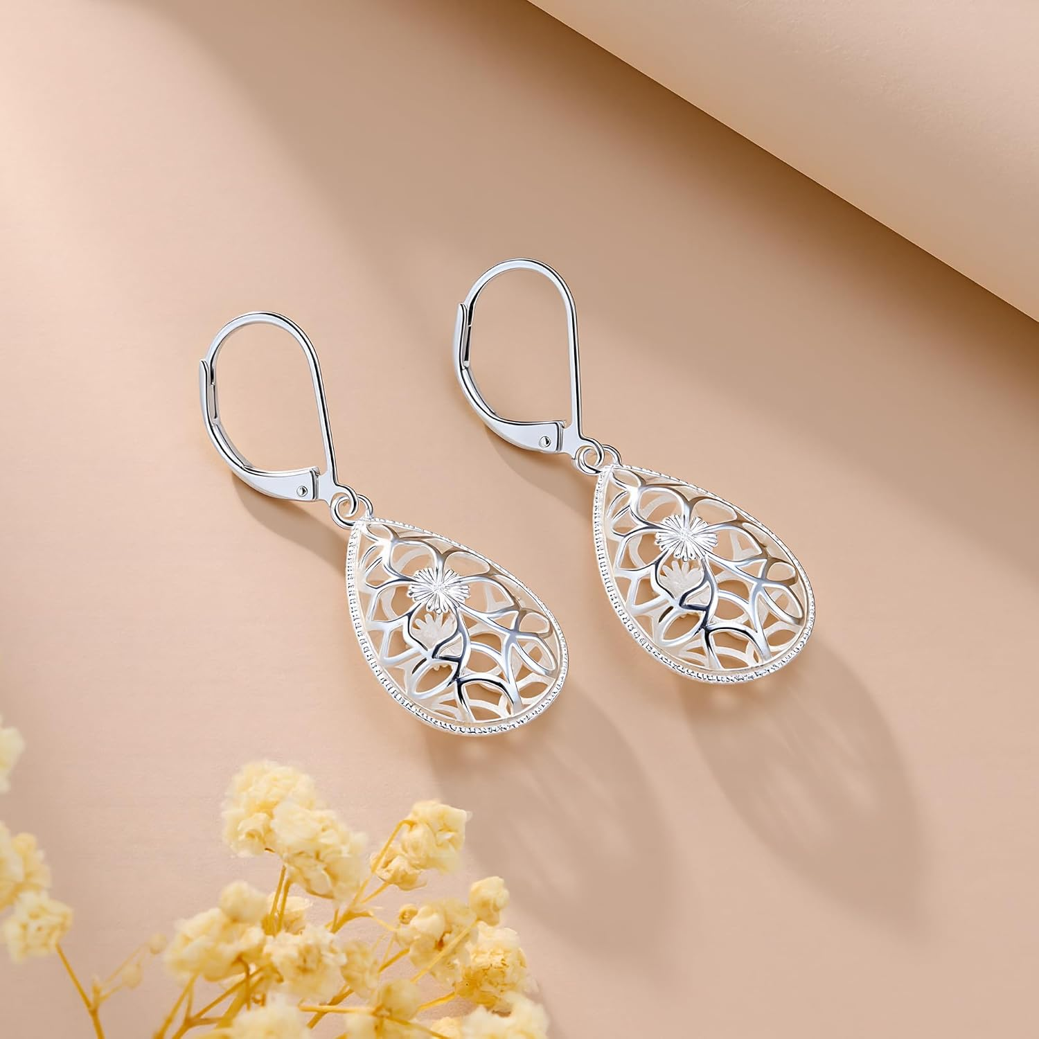 Filigree Teardrop Earrings — A Silver Bloom in Motion