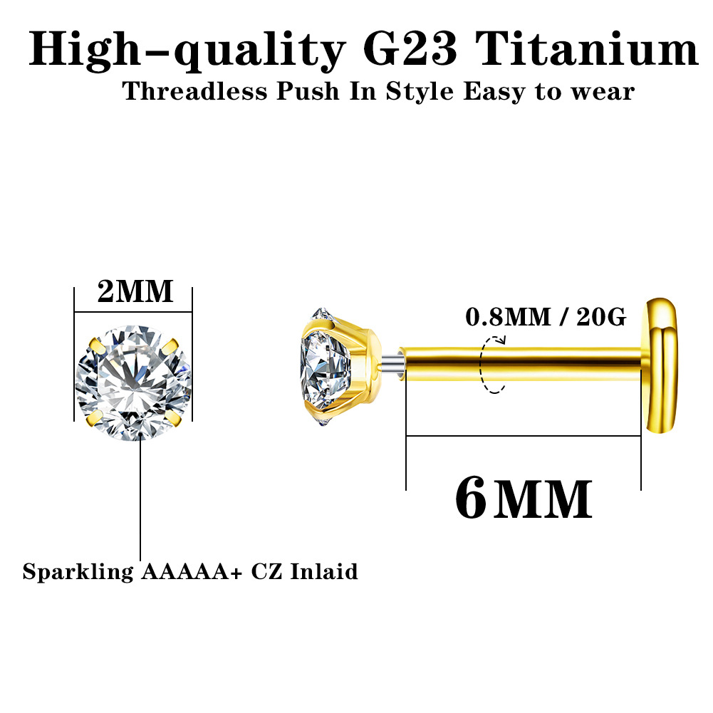 Threadless Push Pin Flat Back Stud Earring (2 PCS)