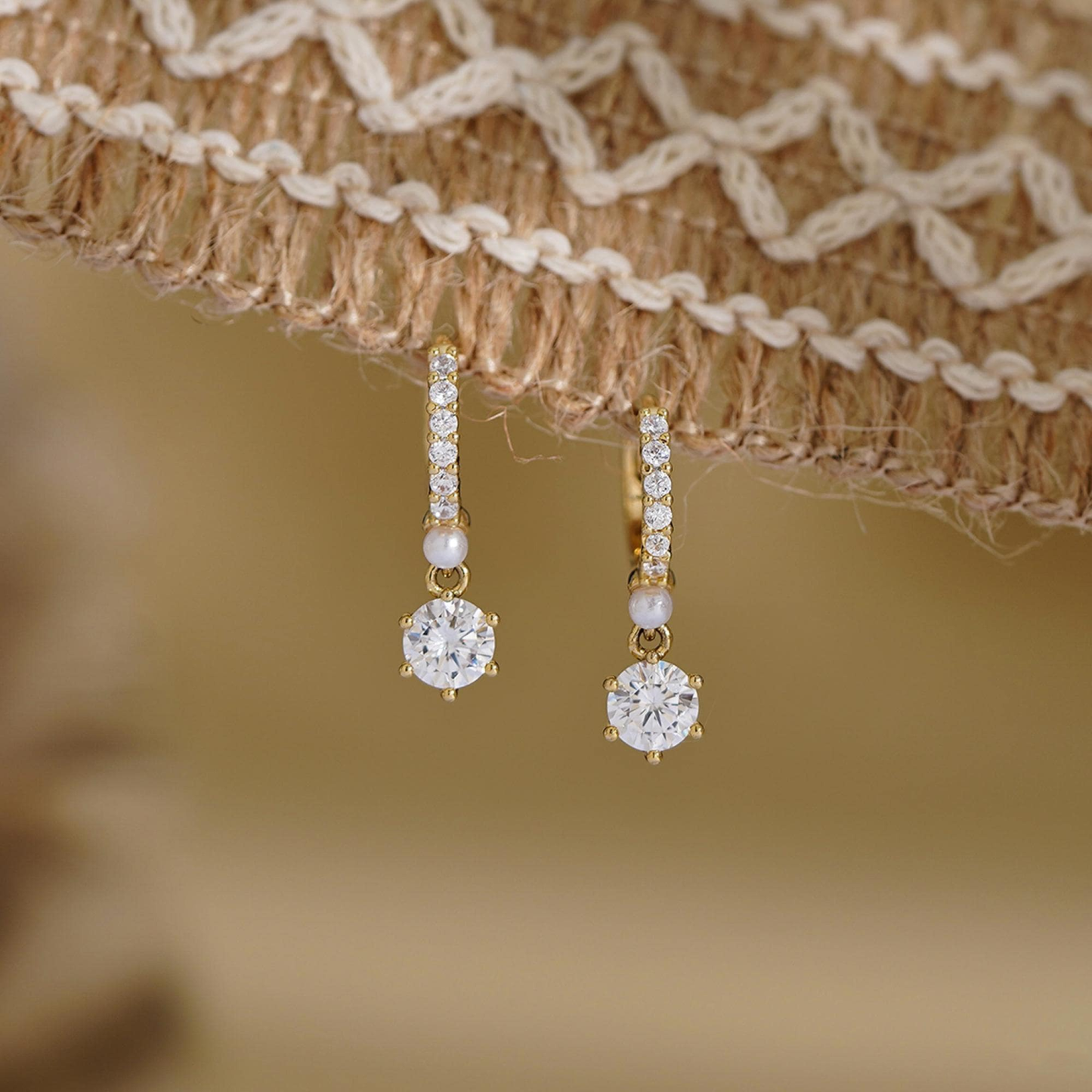 Minimalist Diamond Huggie Hoop Earrings(2 PCS)