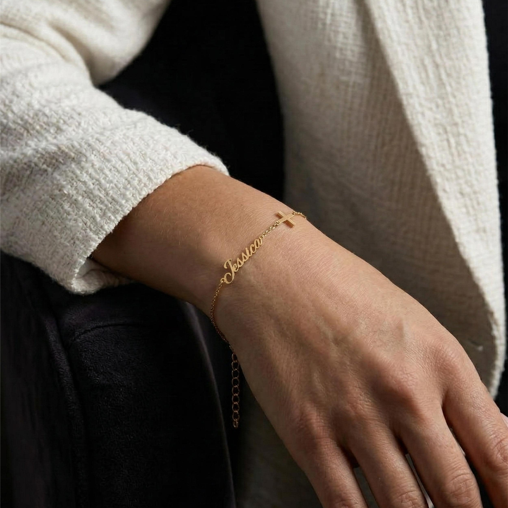 Personalized Name Cross Bracelet
