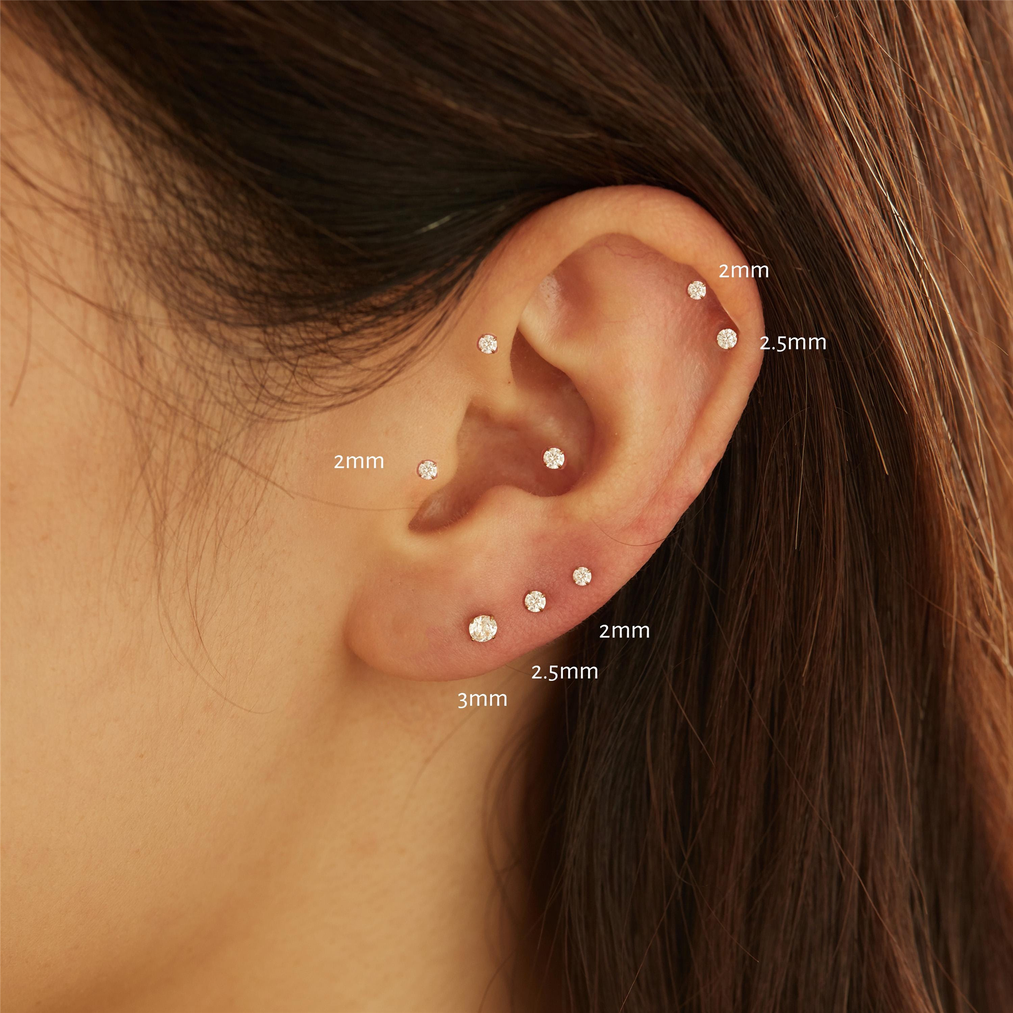 Threadless Push Pin Flat Back Stud Earring (2 PCS)