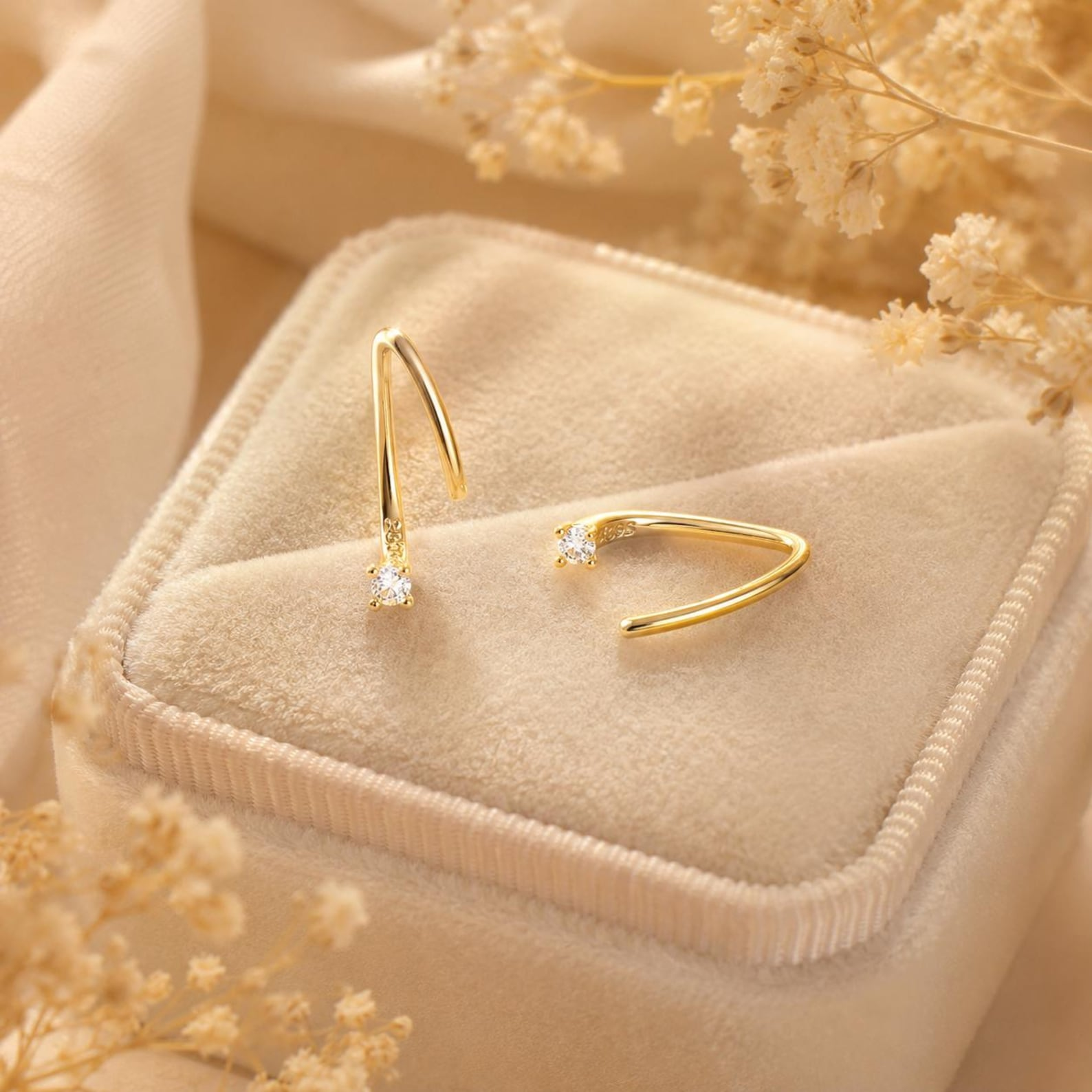 CZ Half Hoop Earrings