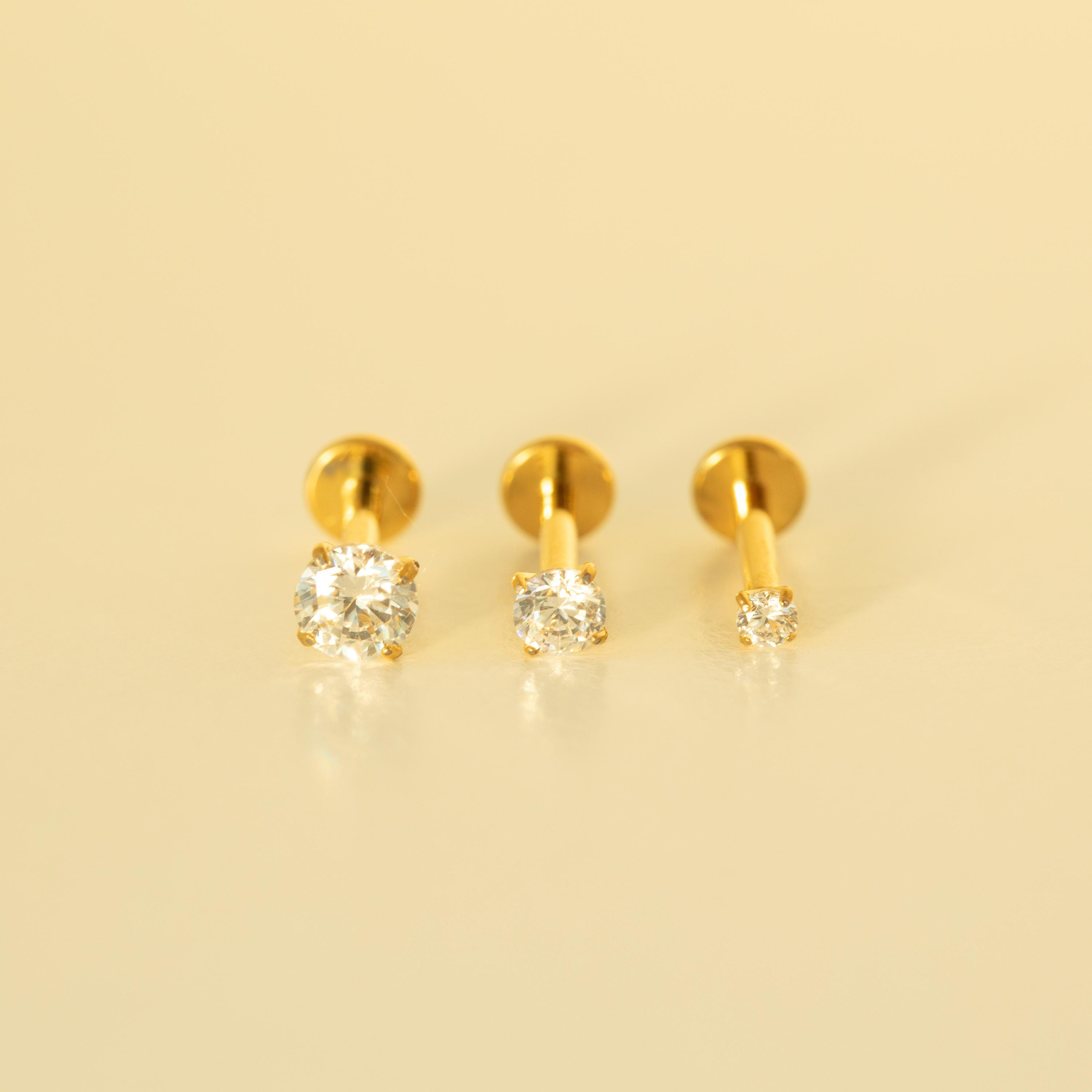 Threadless Push Pin Flat Back Stud Earring (2 PCS)