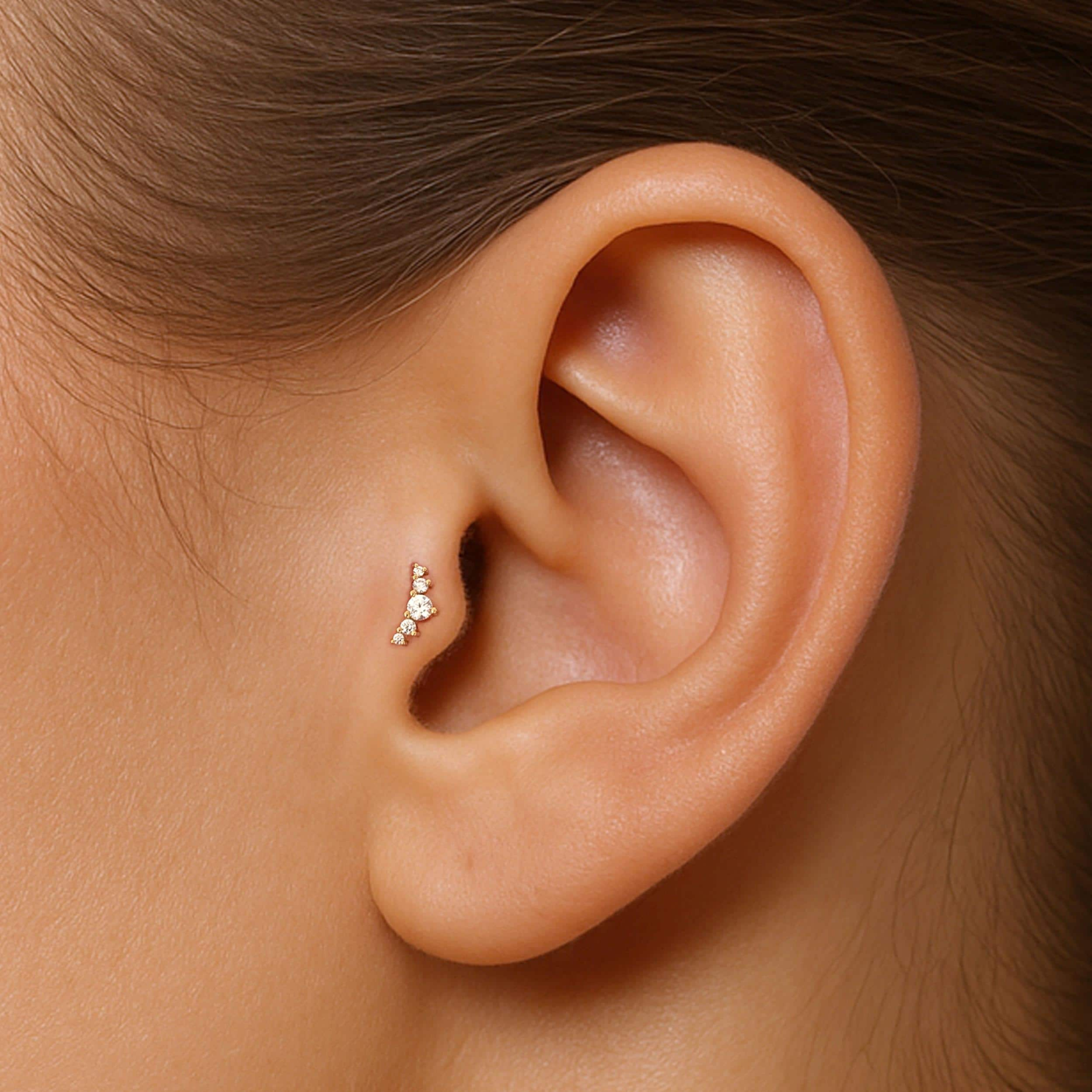 Sterling Silver CZ Climbing Threaded Lip Stud (1 PC)