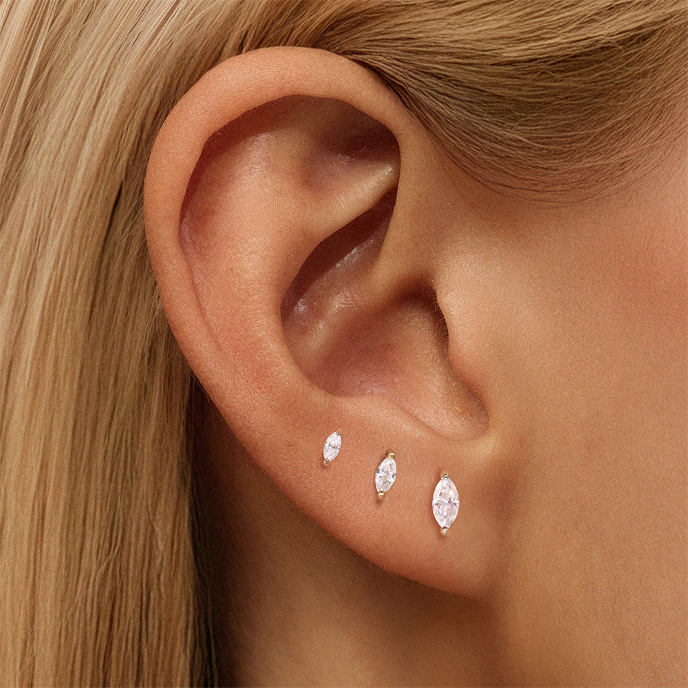 Tiny Marquise Helix Stud Earrings (3 PCS)