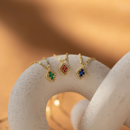 Vintage Birthstone Necklace in Twist Chain