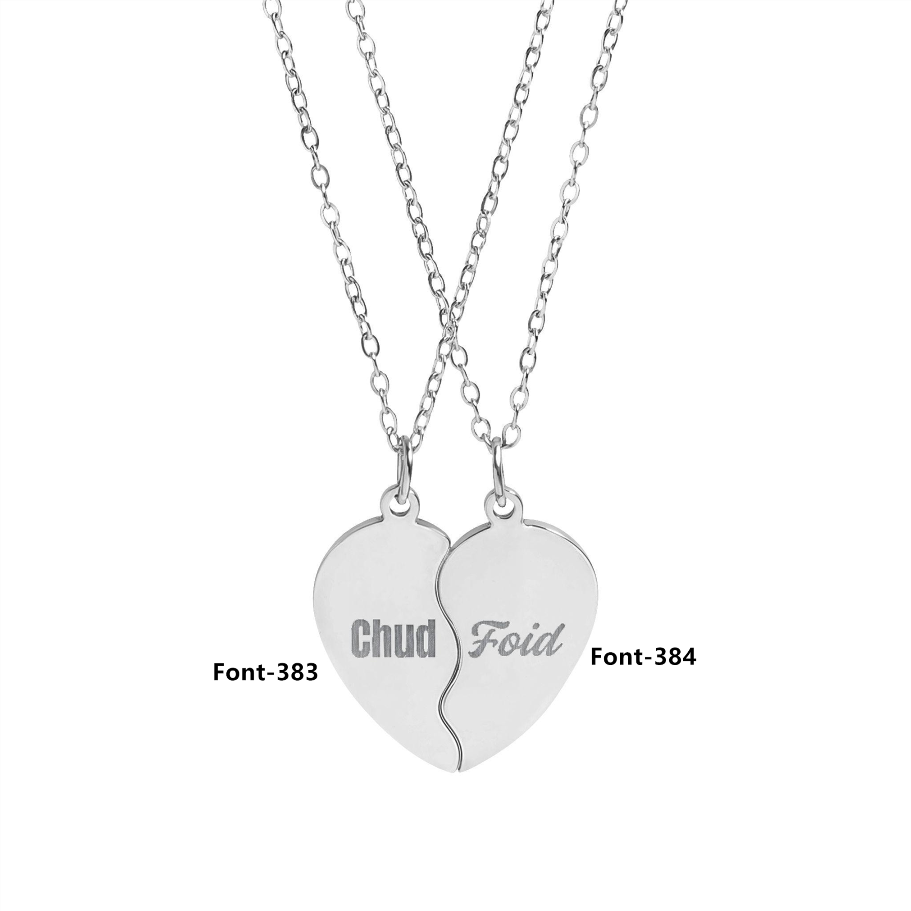 Custom Engraved Split Heart Pendant Necklace