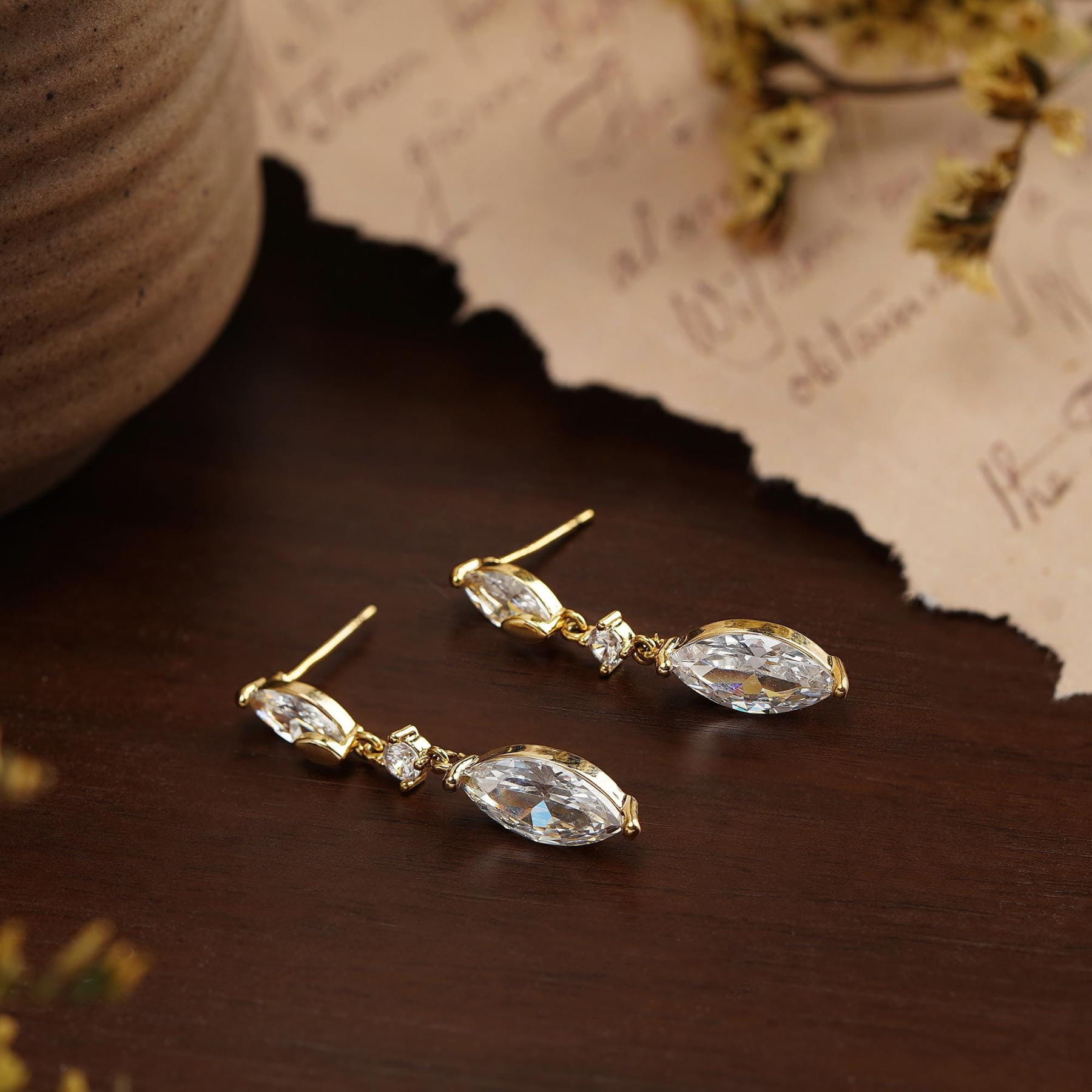 Minimal Diamond Drop Earrings