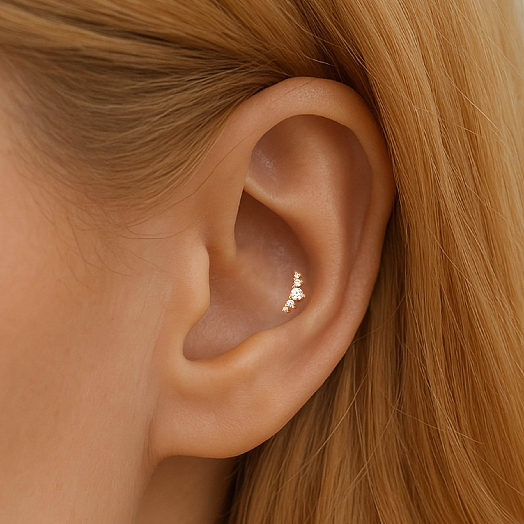 Sterling Silver CZ Climbing Threaded Lip Stud (1 PC)