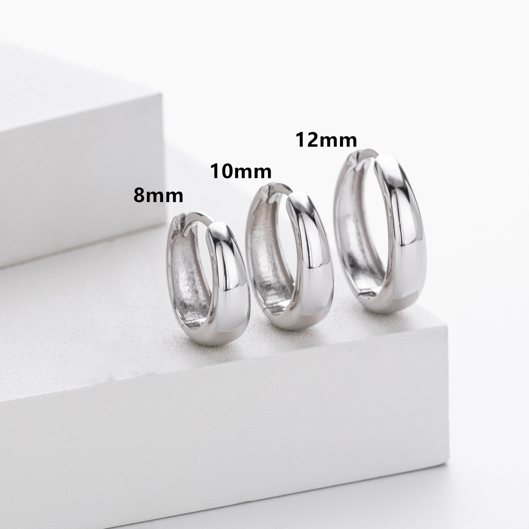 Sterling Silver Chunky Dome Huggie Hoop Earring (1 PC)