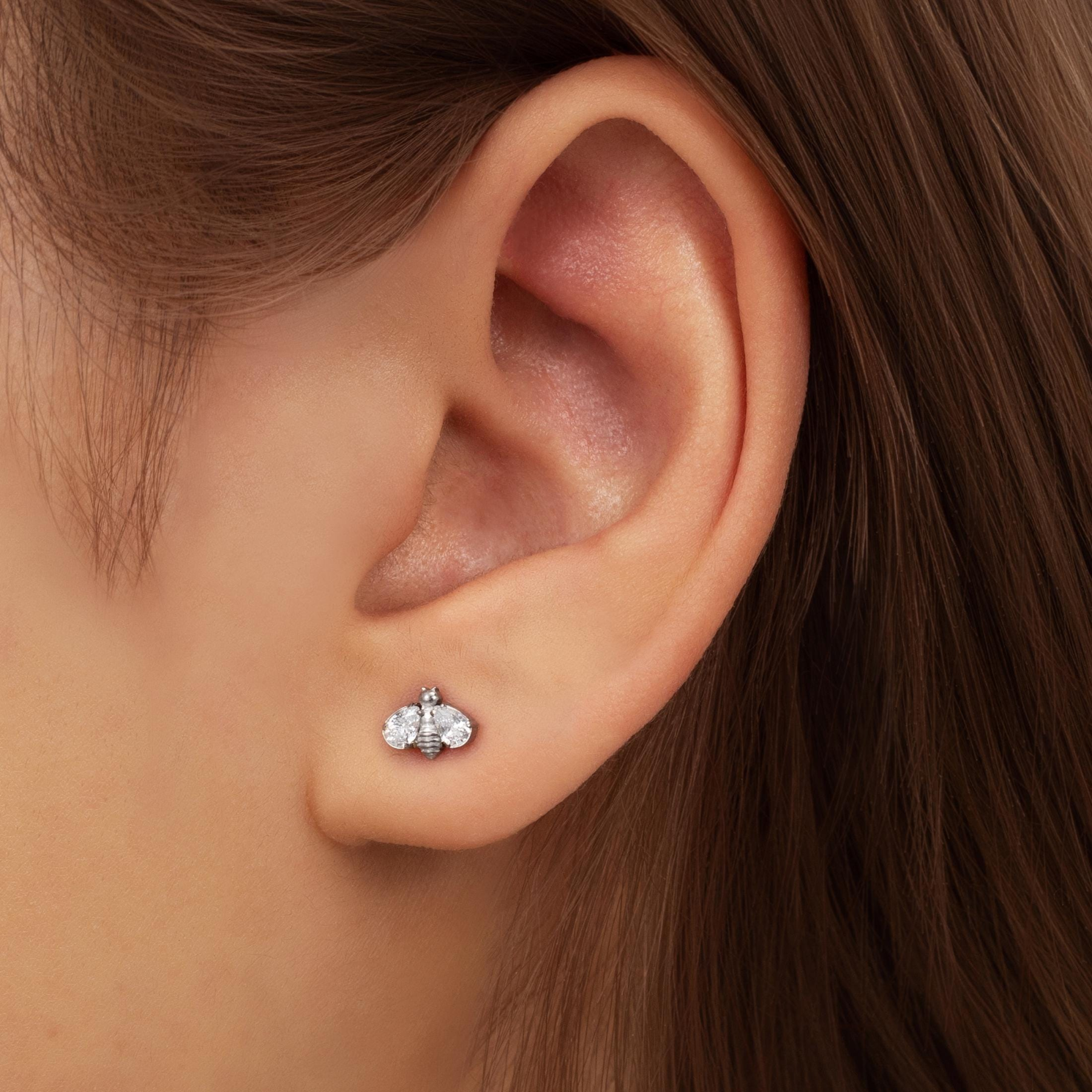 Bee Flat Back Earring — A Tiny Buzz of Sweet Sparkle