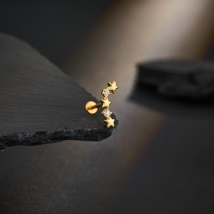 Paved Star & CZ Ear Climber(1PC)