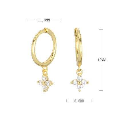 Sterling Silver Dainty Flower Huggie Hoop Earrings